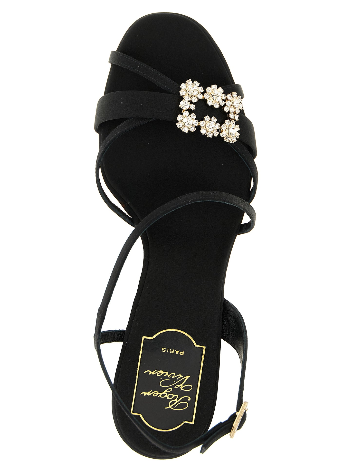 Black Viscose Stiletto Heel Sandals