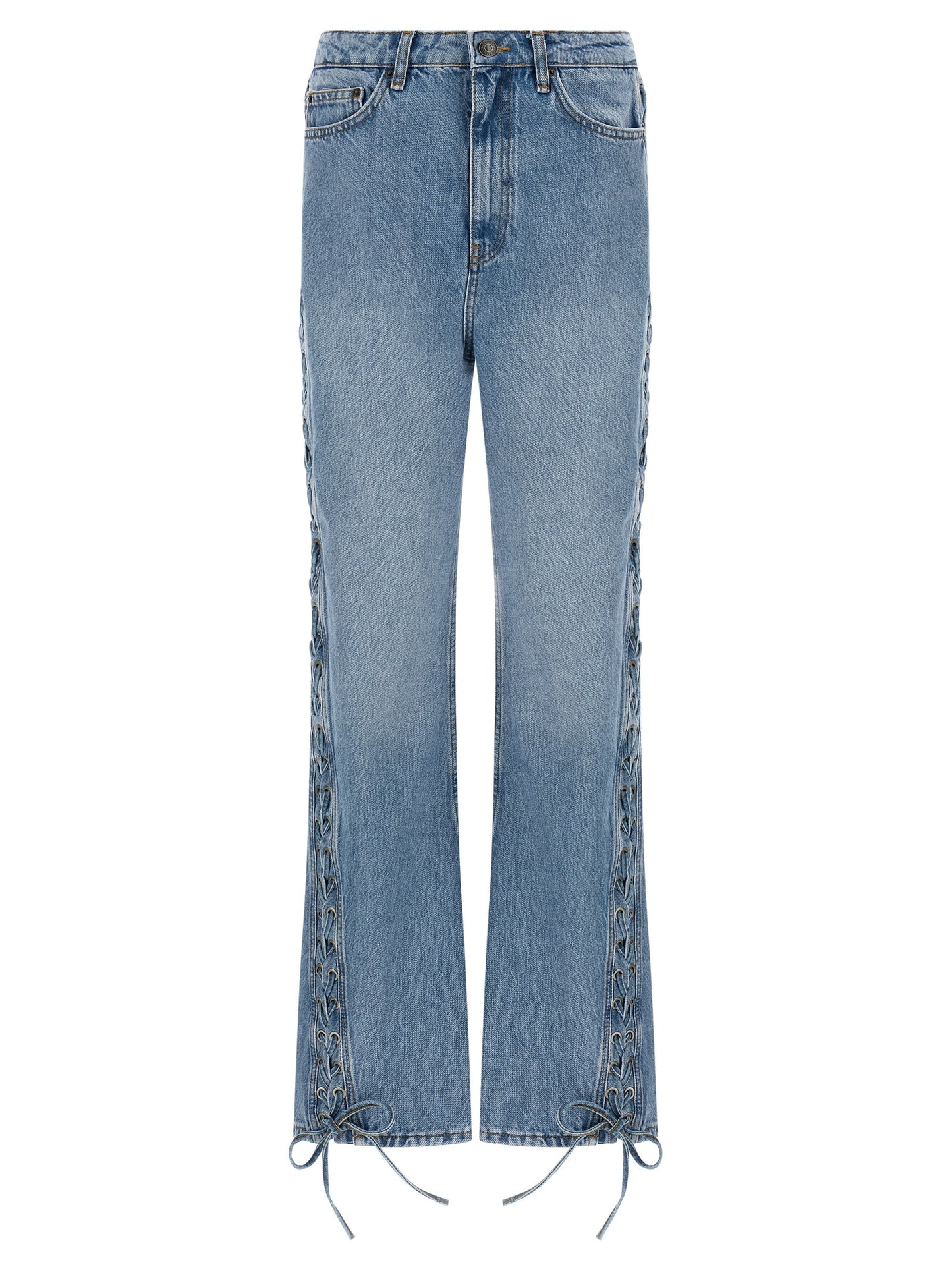 Blue Cotton Straight-Leg Jeans