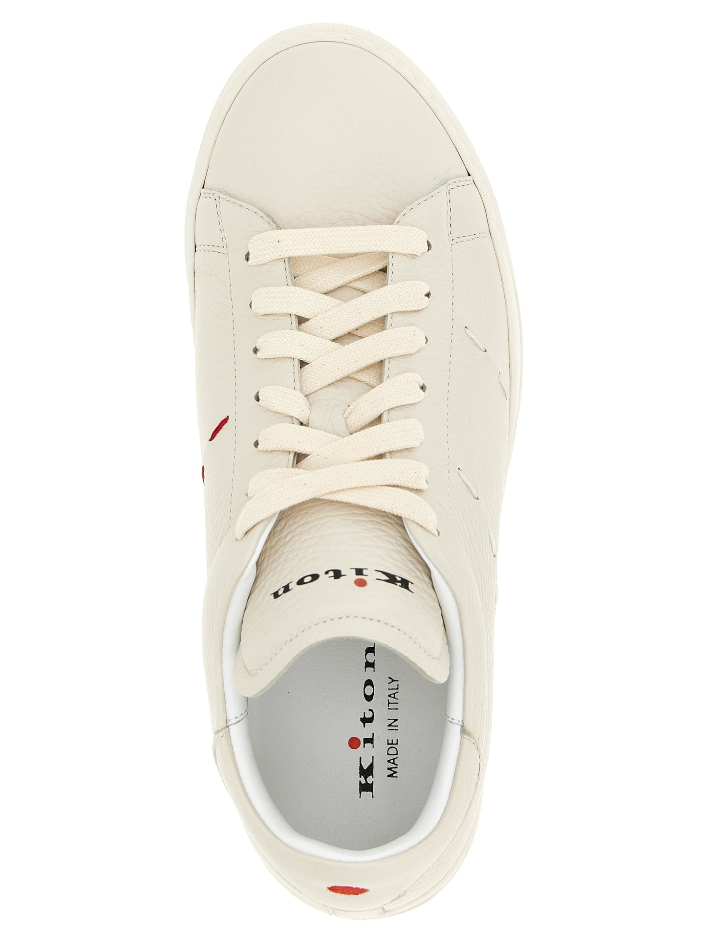White Nubuc Leather Low Top Sneakers