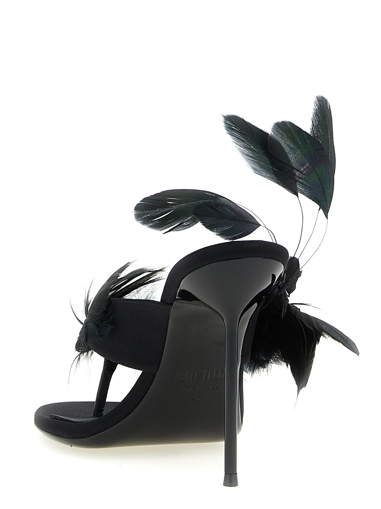 Black Silk Stiletto Heel Sandals