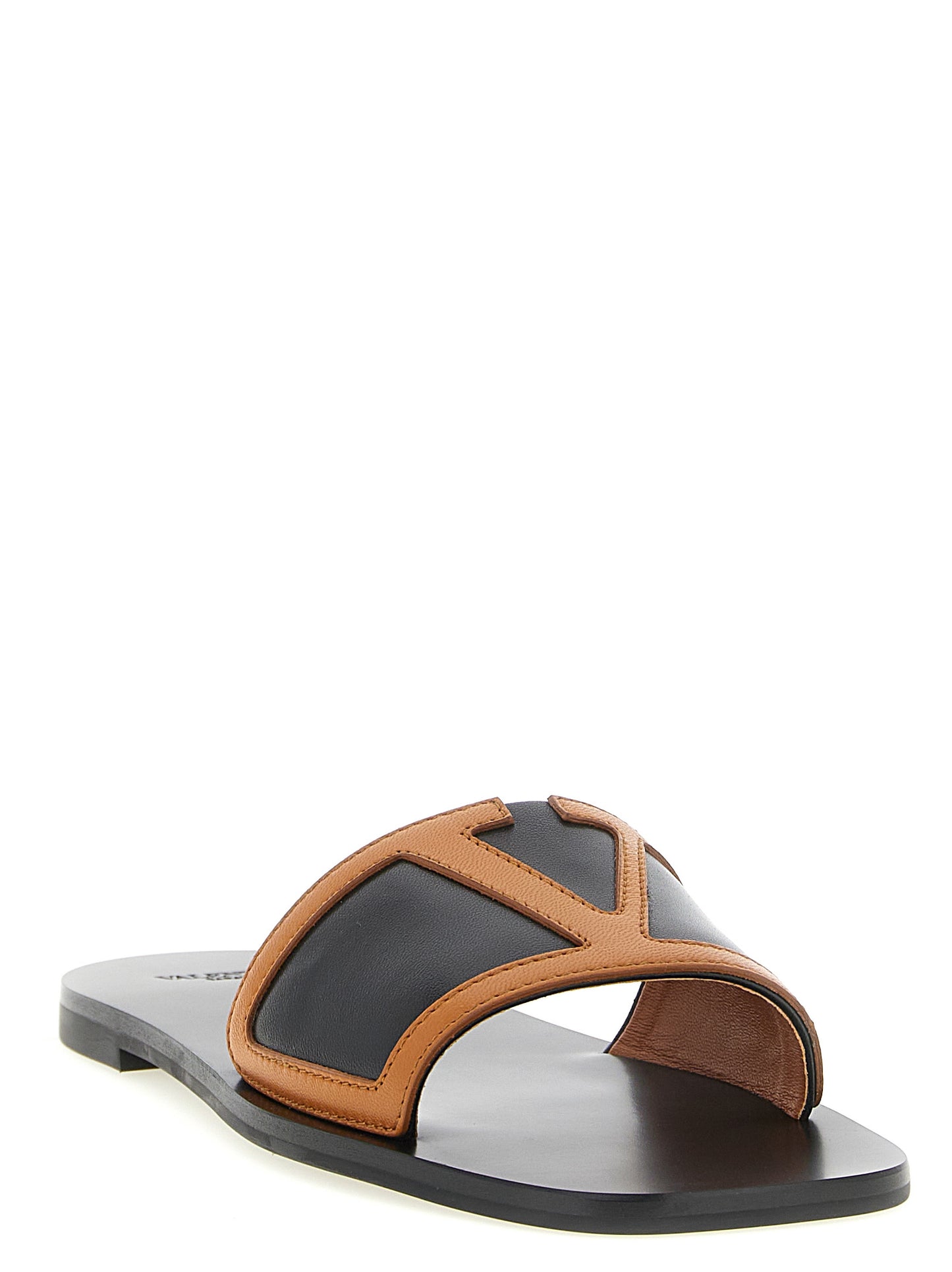 Brown Lamb Leather Slides