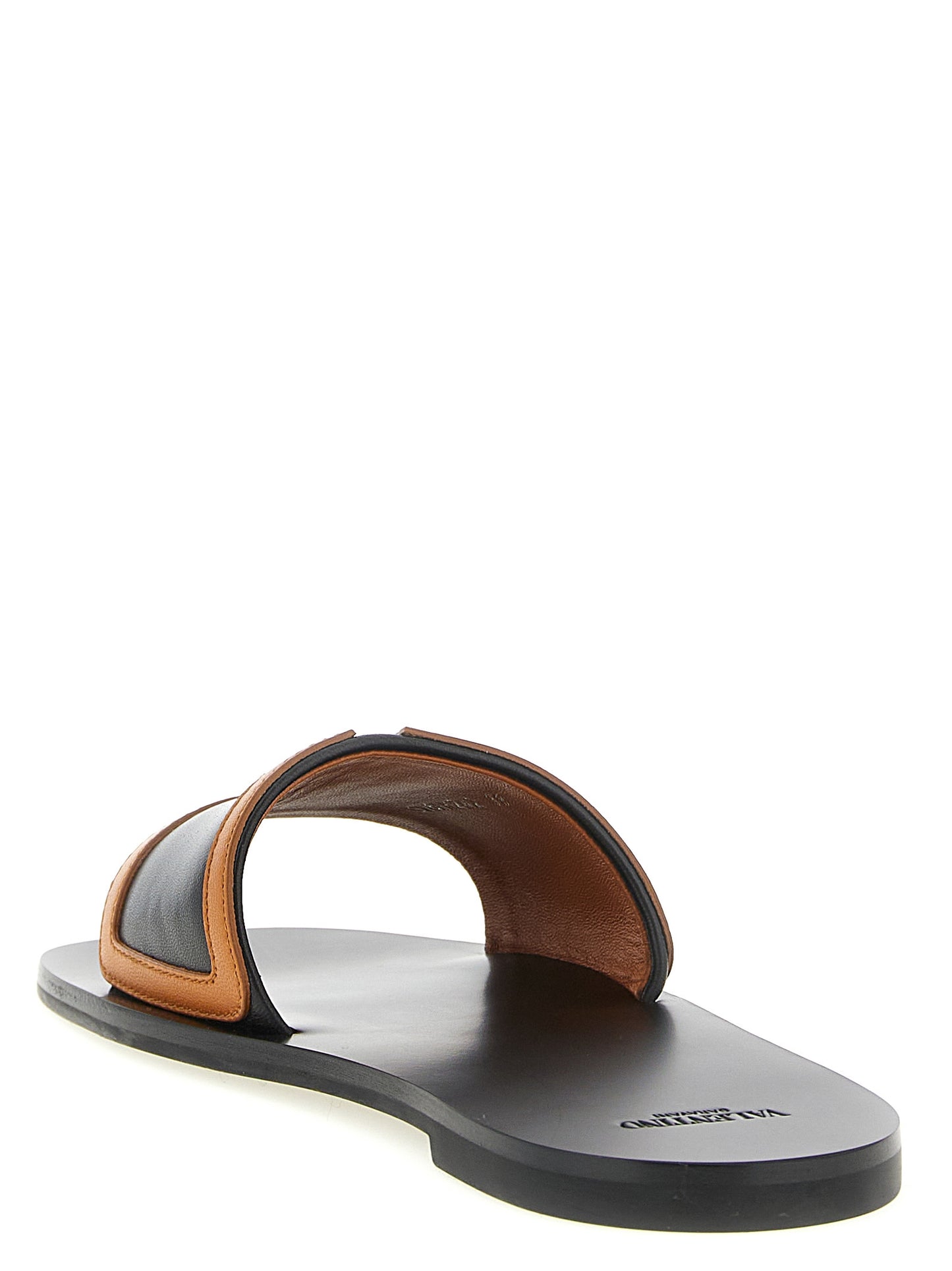 Brown Lamb Leather Slides