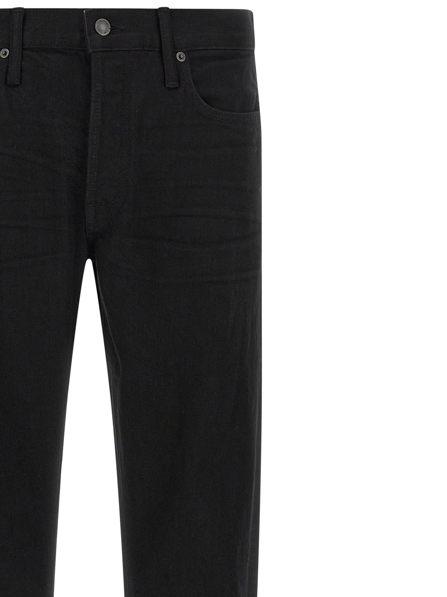 Black Cotton Straight-Leg Jeans
