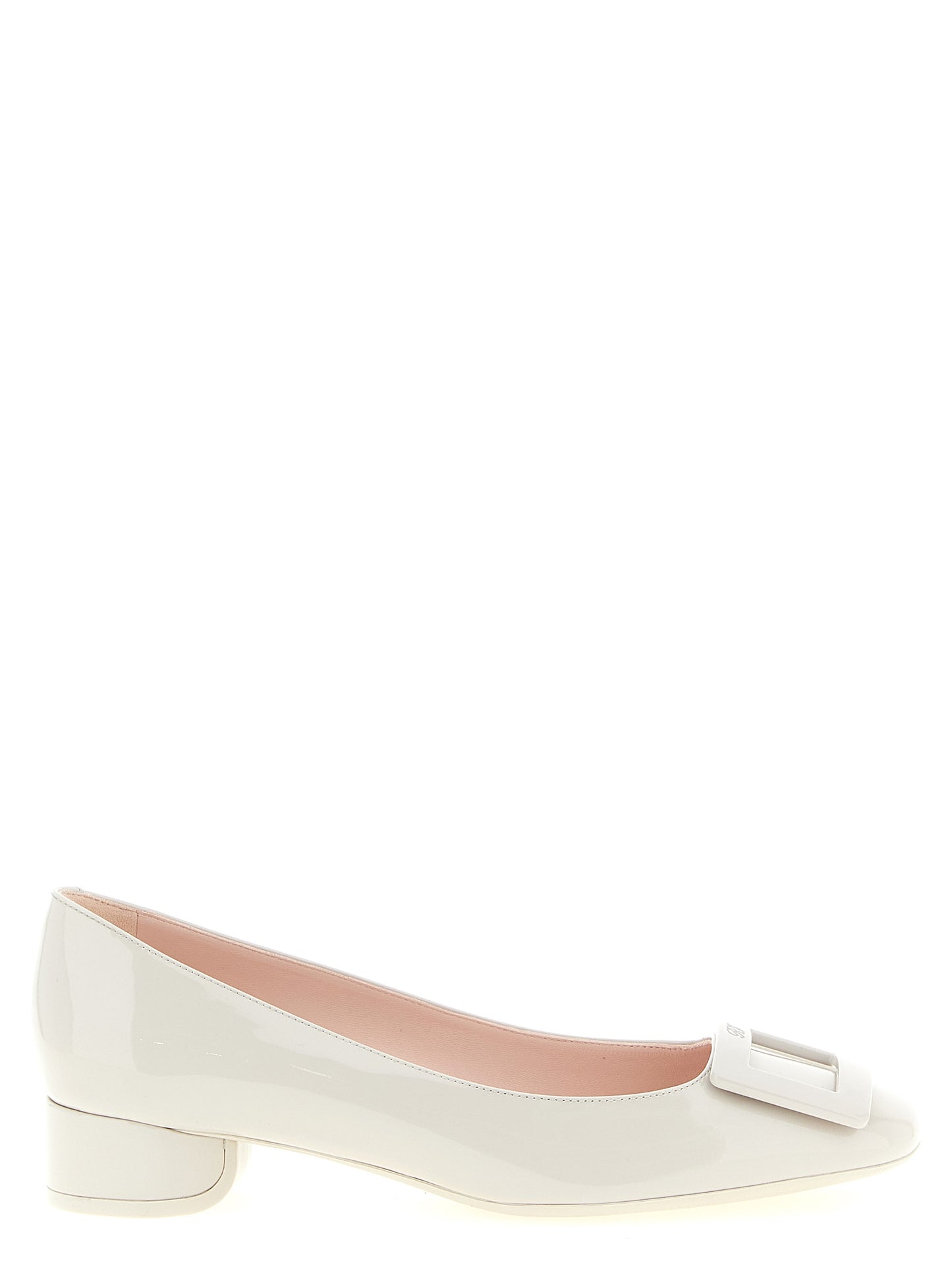 Gray Calfskin Mid Heel Pumps