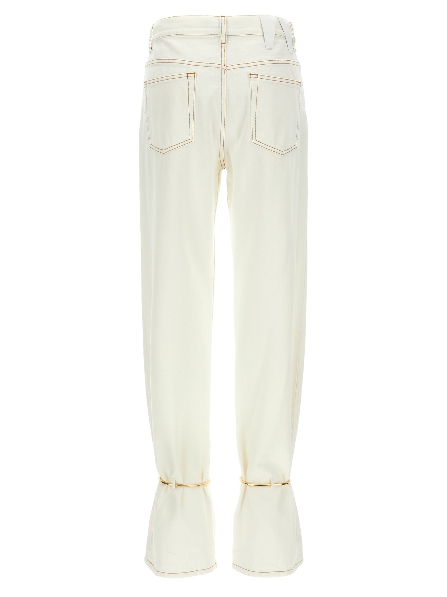 White Cotton Straight-Leg Jeans