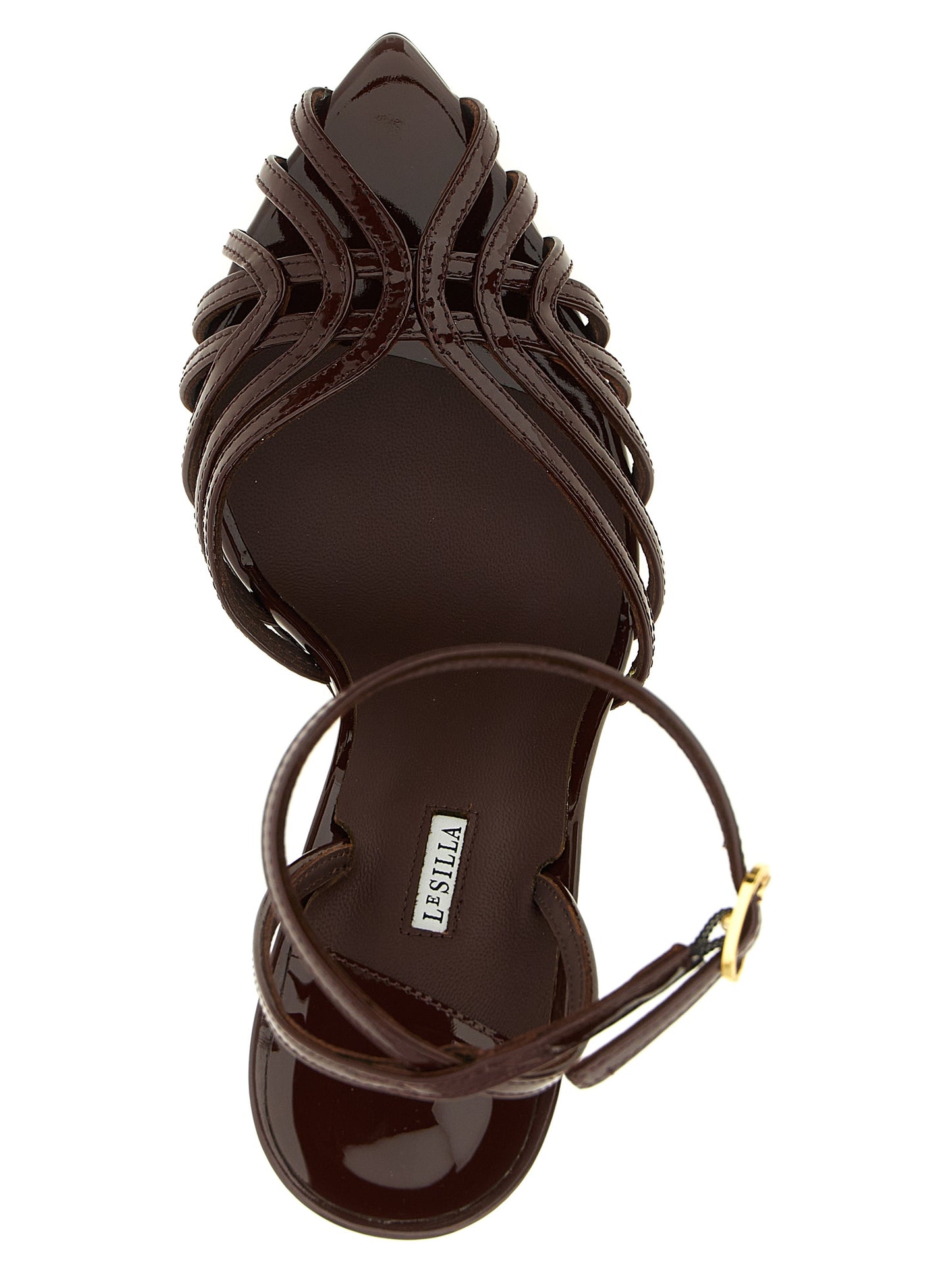 Brown Calfskin Stiletto Heel Sandals