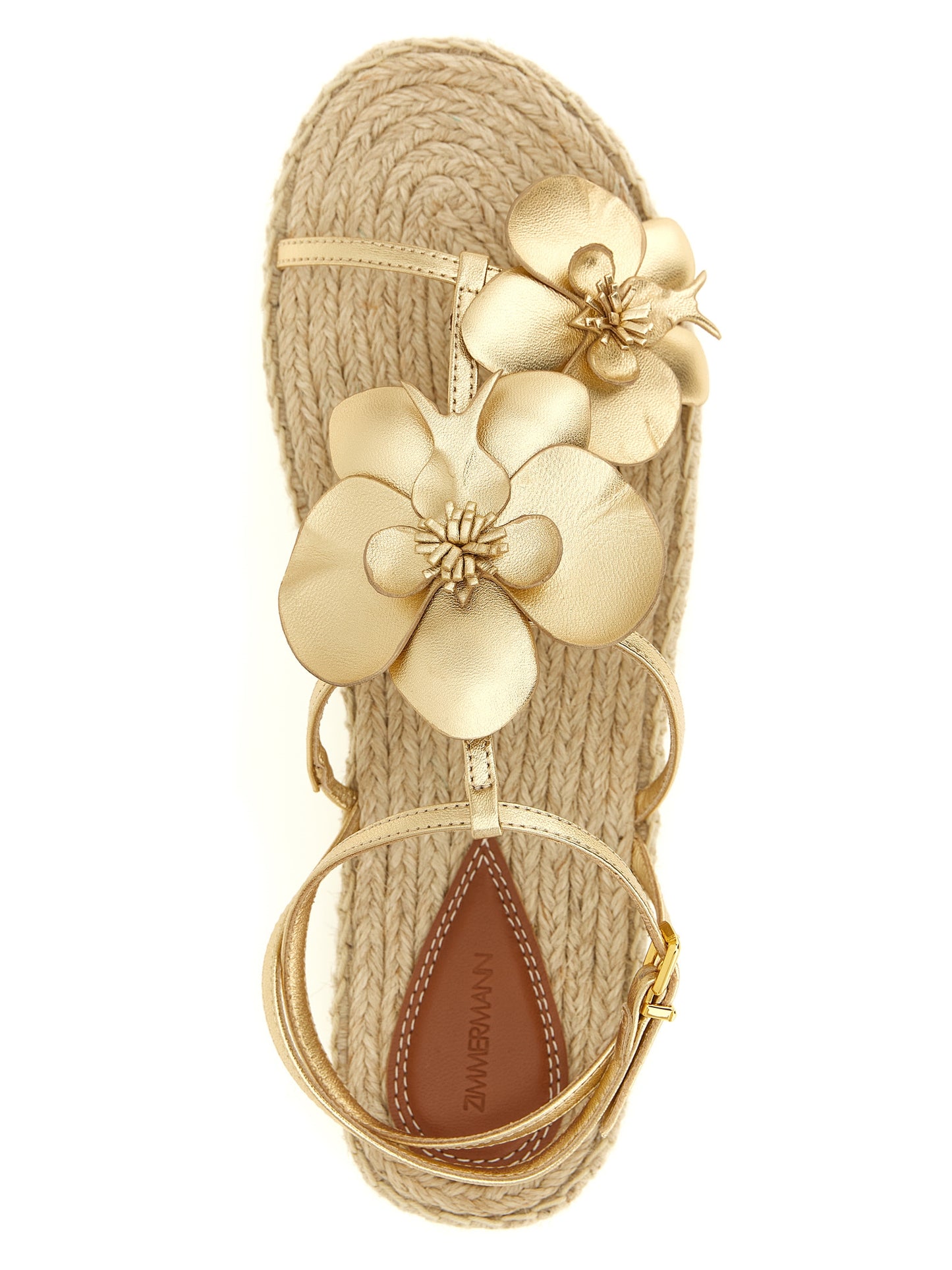 Gold Leather Flat Sandals