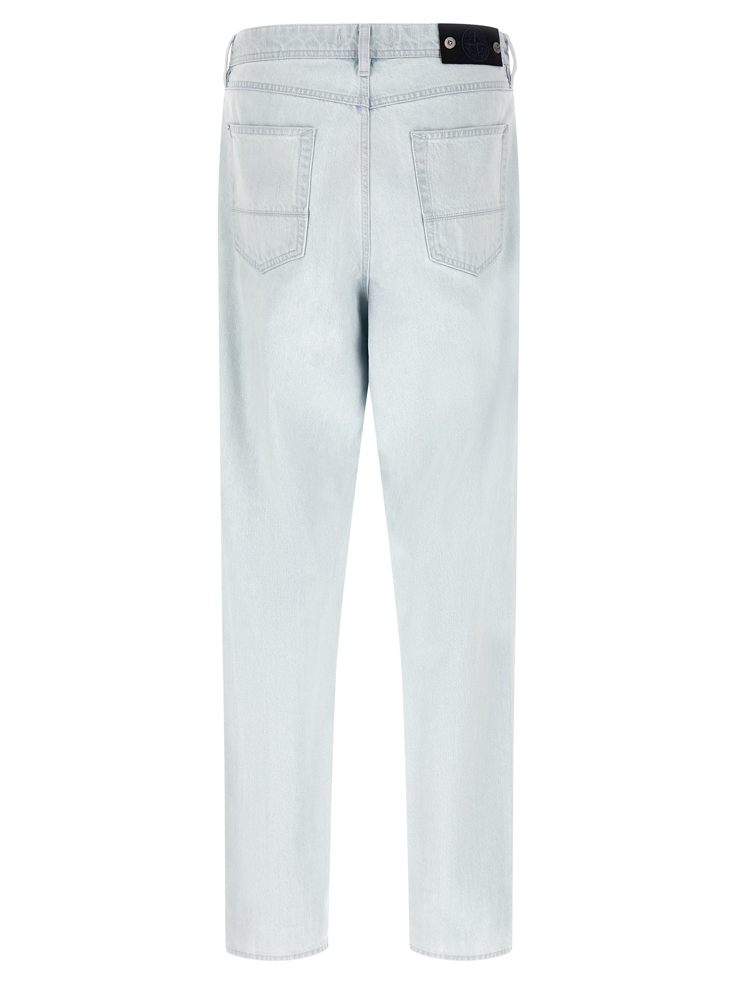 Blue Cotton Straight-Leg Jeans