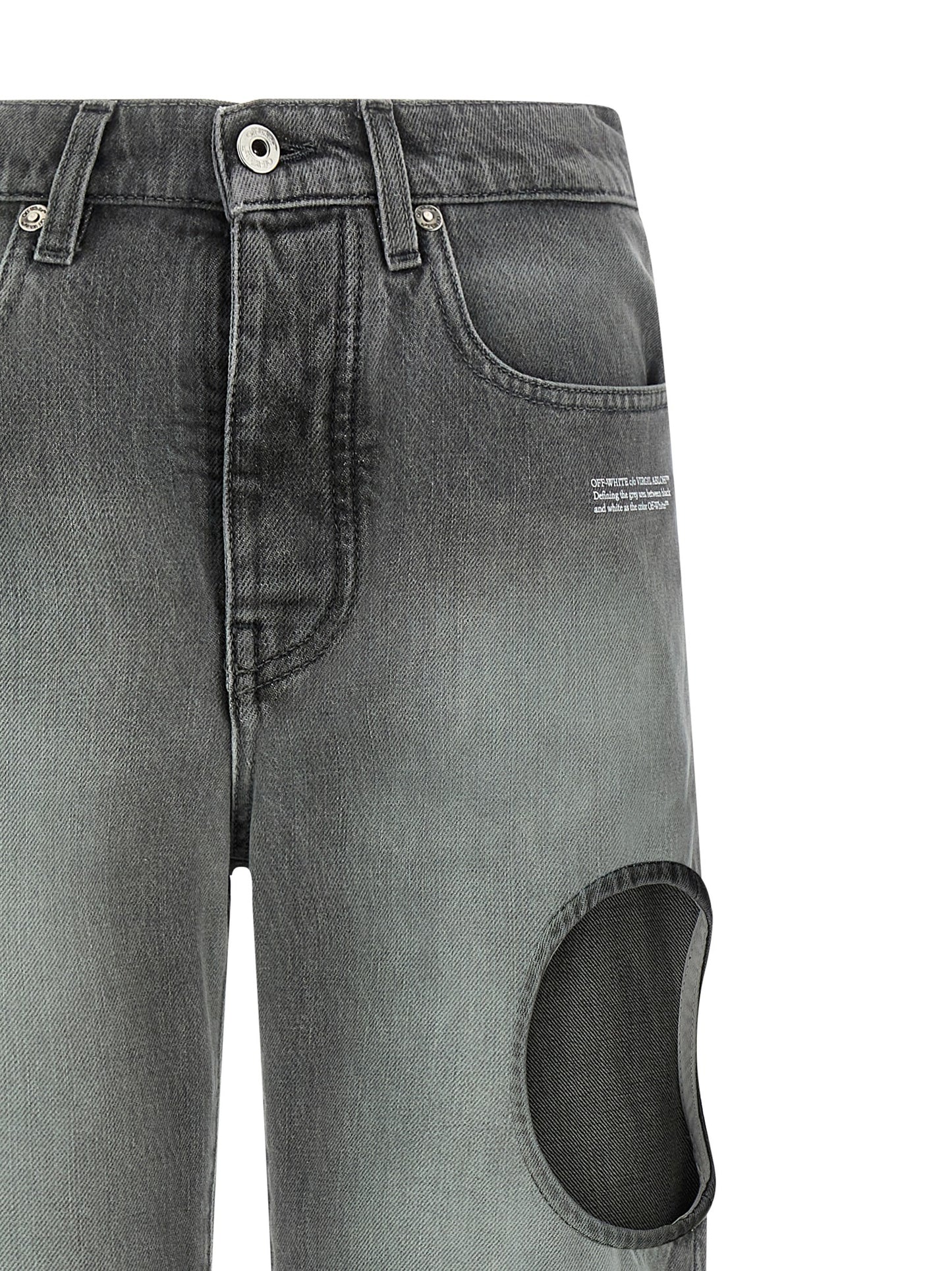 Gray Cotton Straight-Leg Jeans