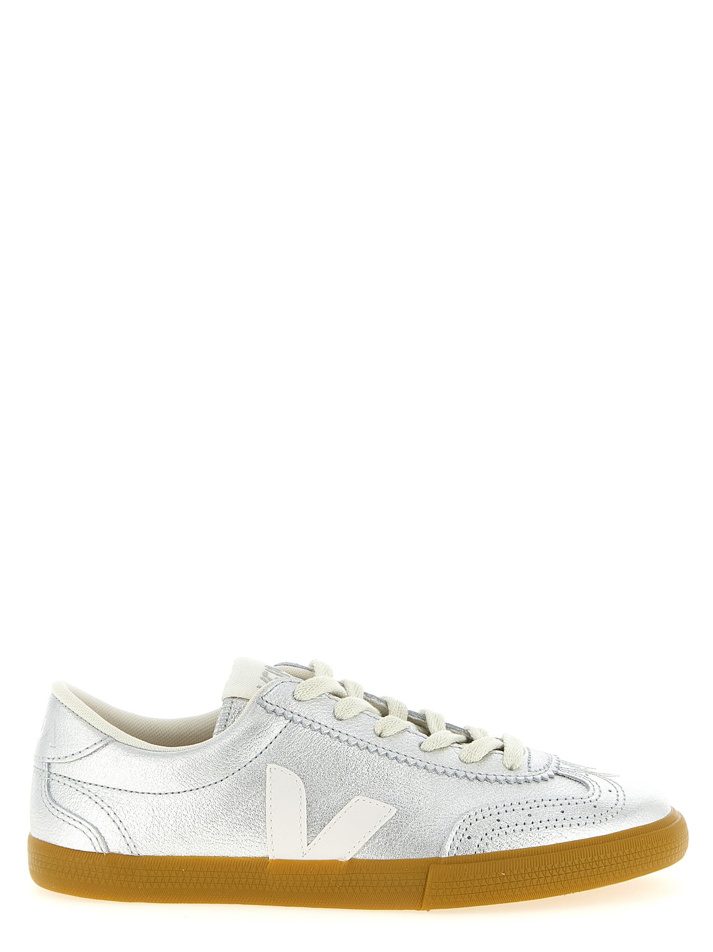 Silver Genuine Leather Sneakers