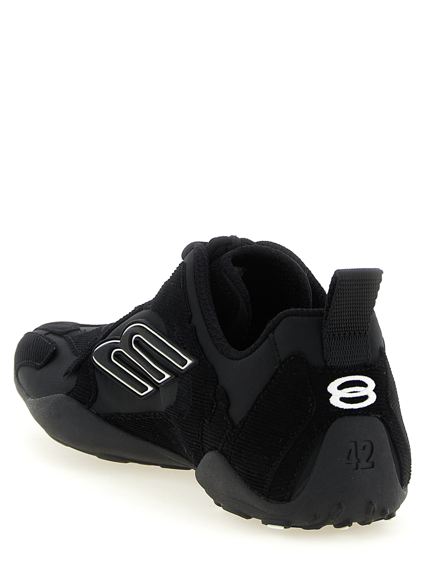 Black Polyester Athletic Sneakers