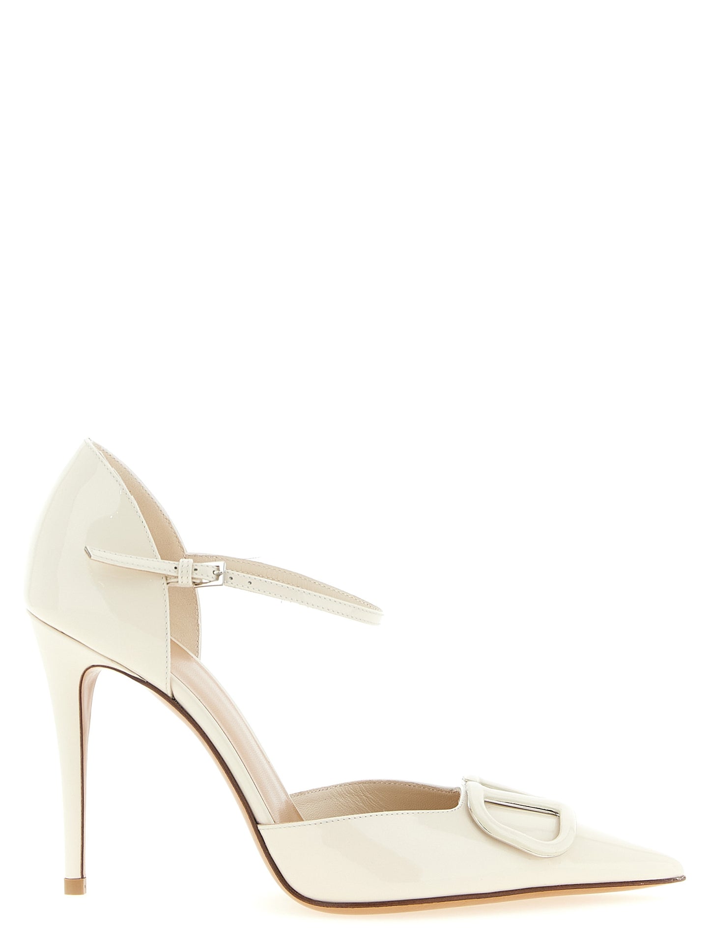 White Calfskin High Heel Pumps