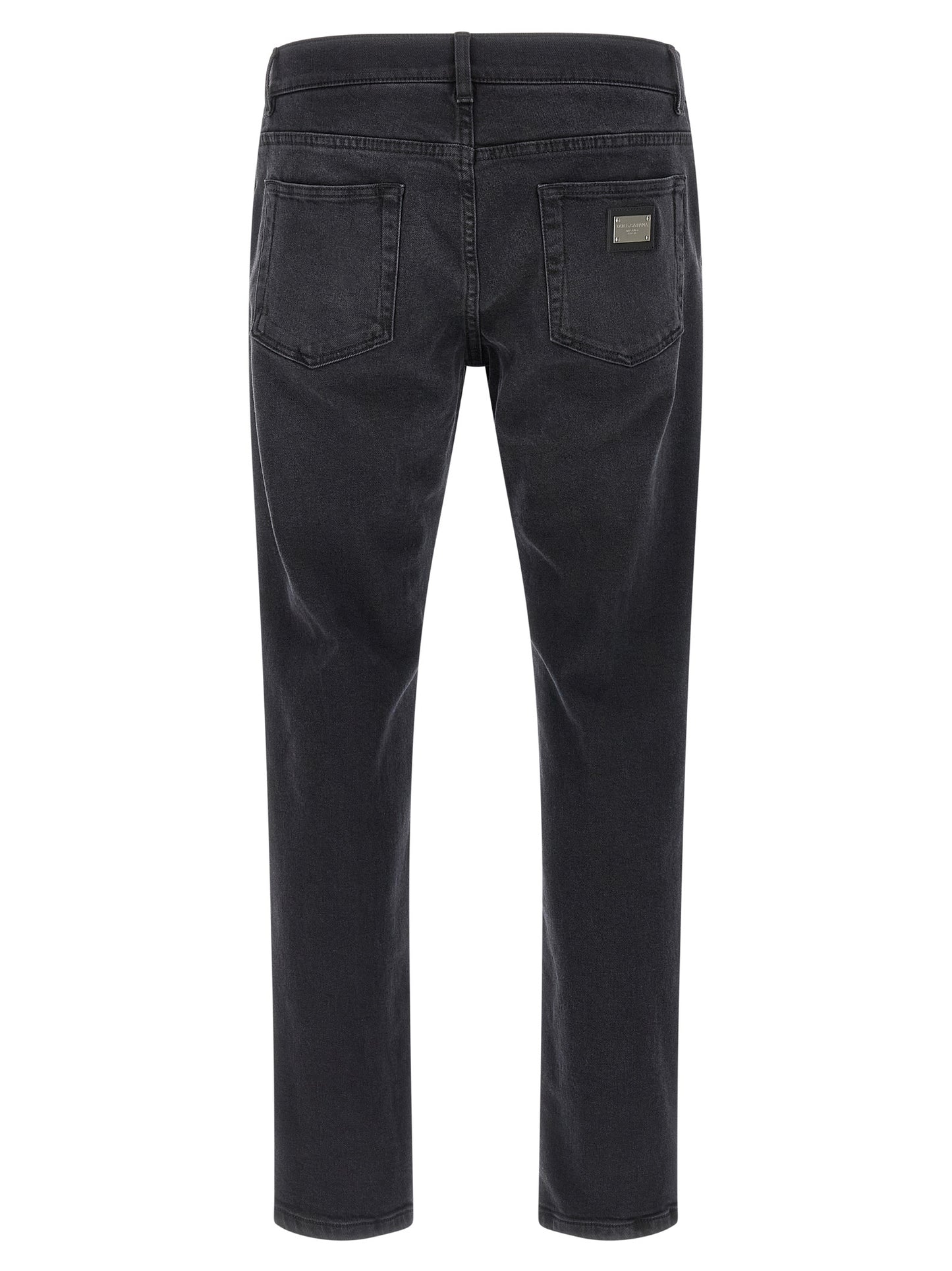 Black Cotton Straight-Leg Jeans