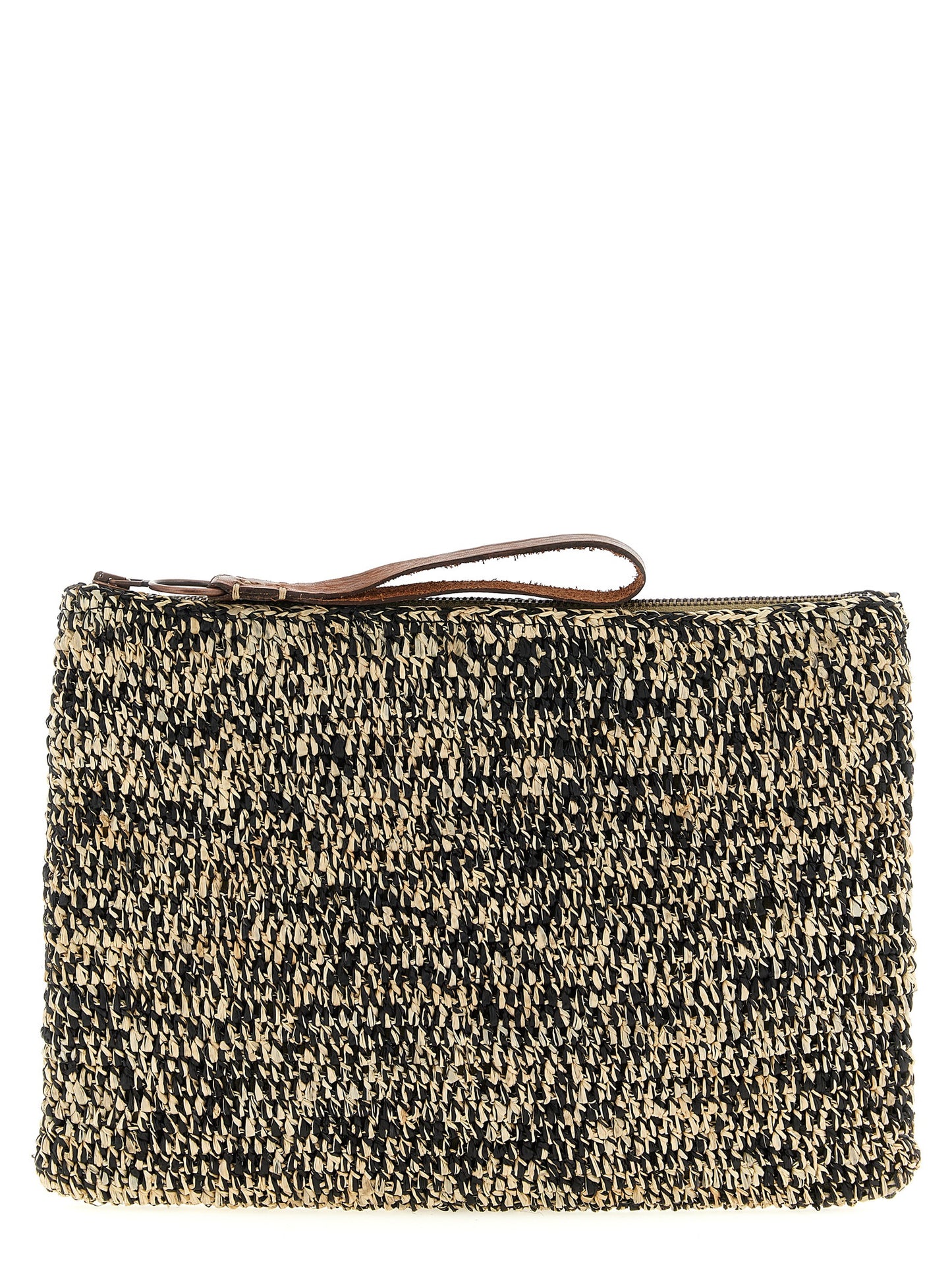 Bicolor Raffia Clutch Bag