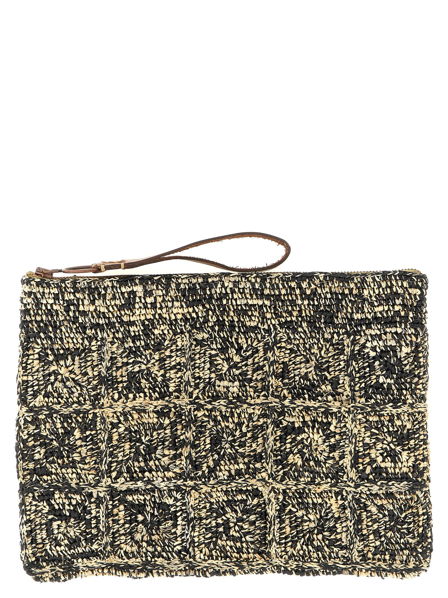 Bicolor Raffia Clutch Bag