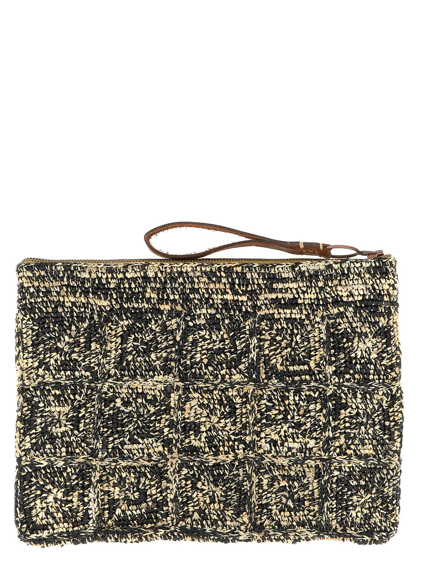 Bicolor Raffia Clutch Bag