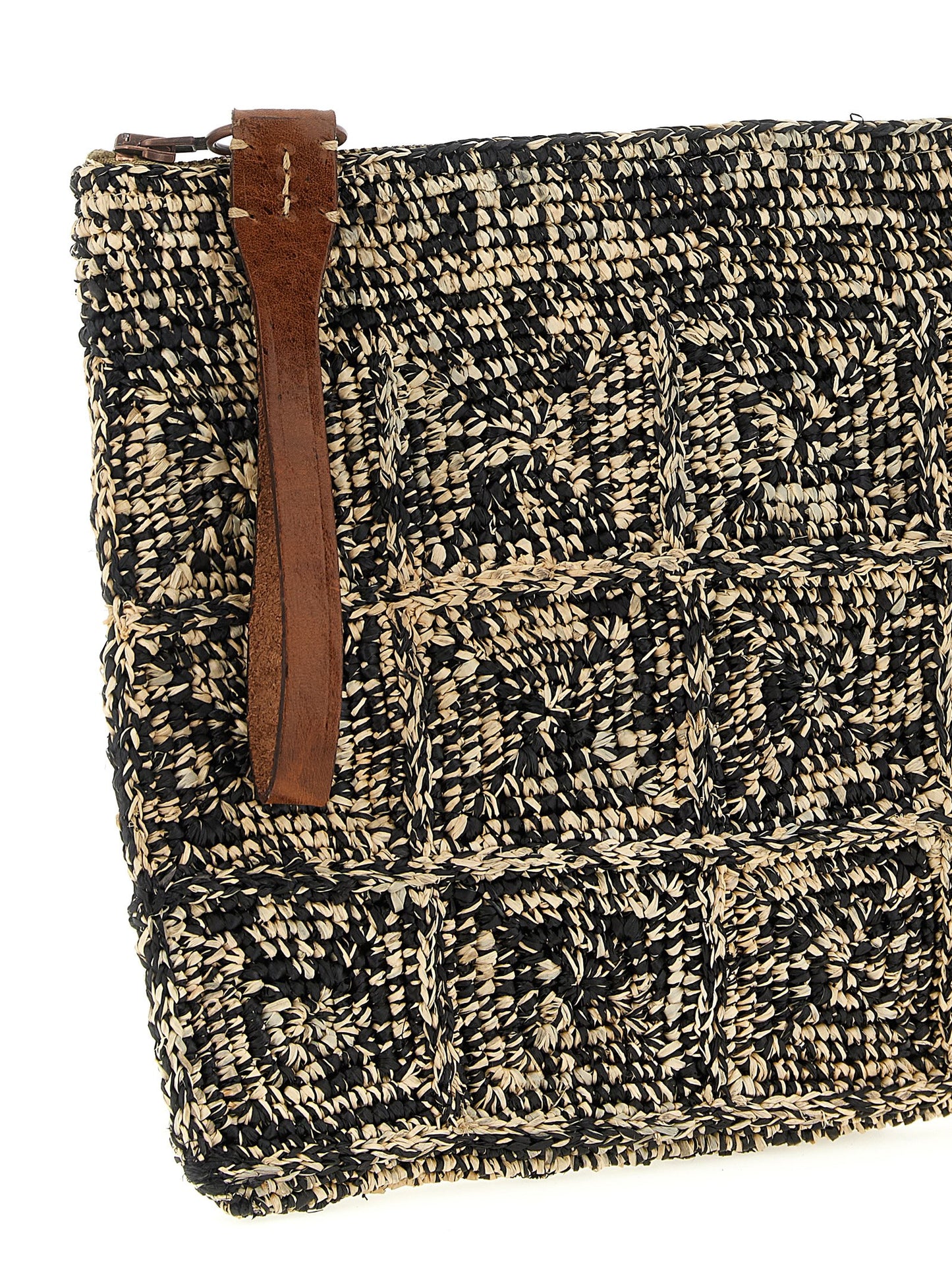 Bicolor Raffia Clutch Bag