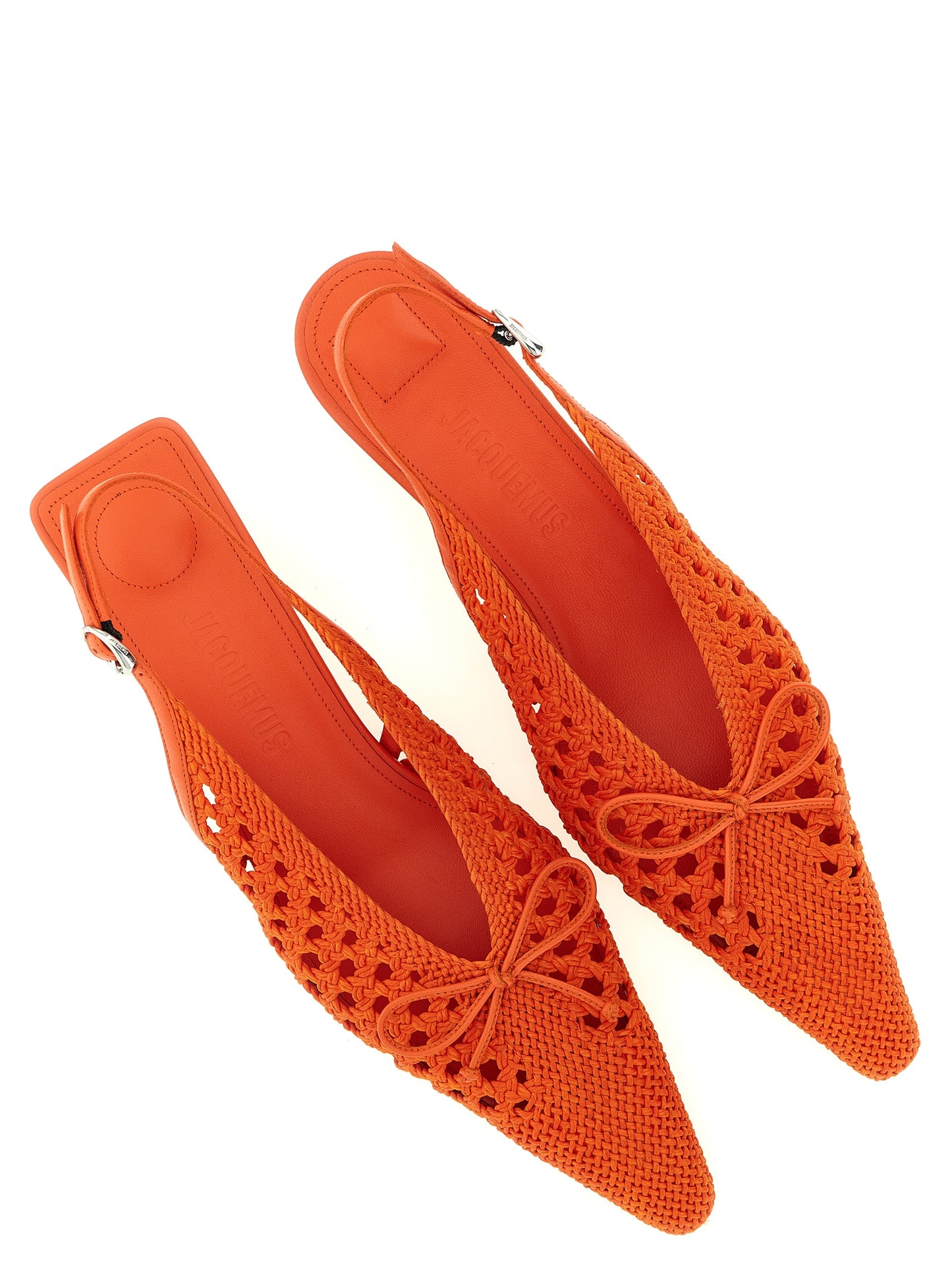 Orange Polyester Mid Heel Pumps