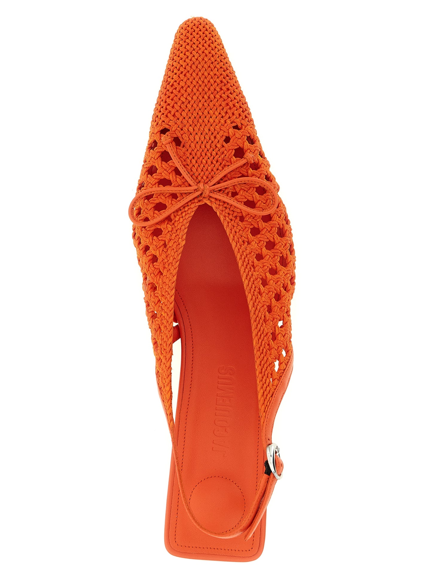 Orange Polyester Mid Heel Pumps