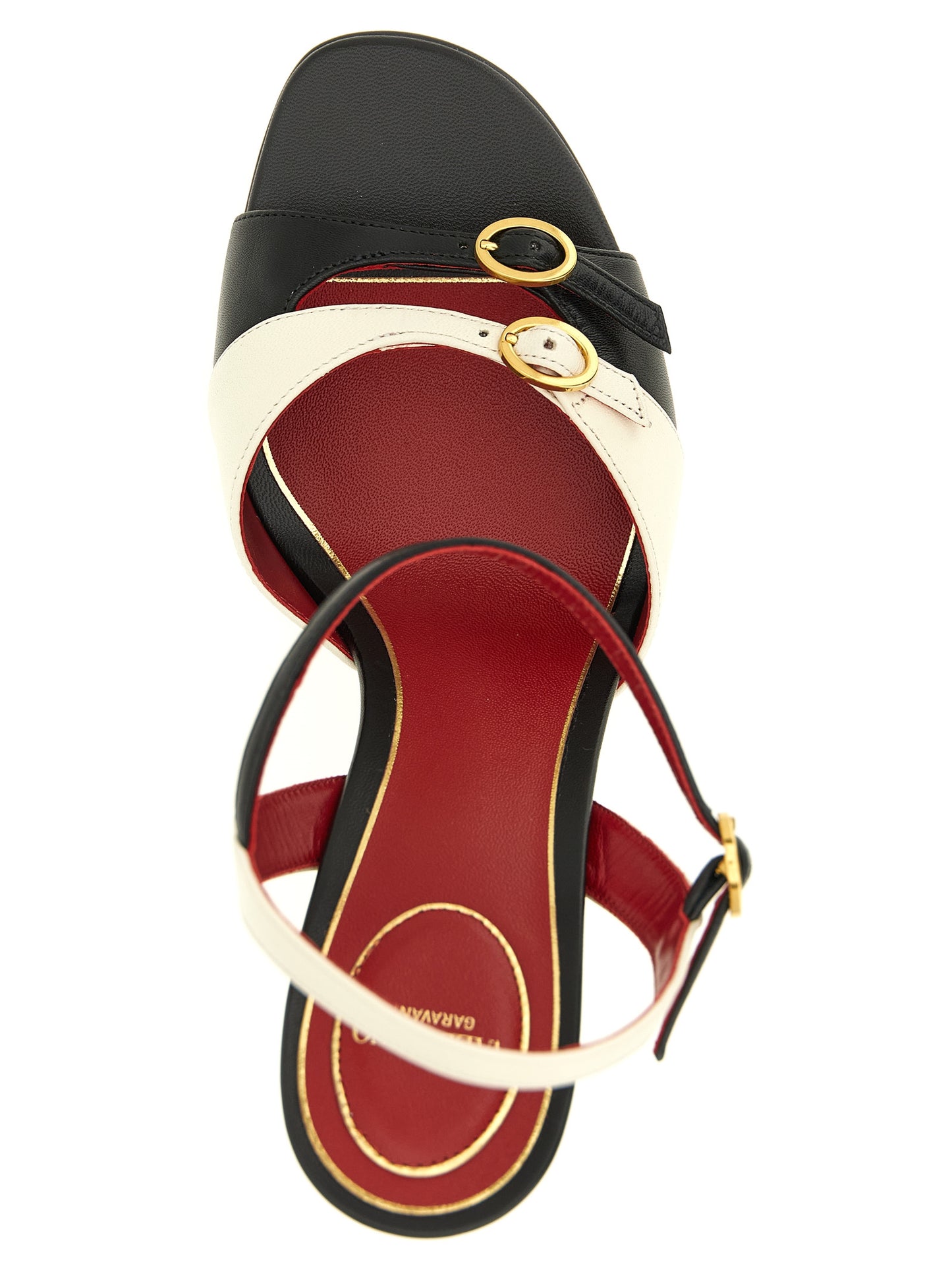 Bicolor Calfskin Stiletto Heel Sandals