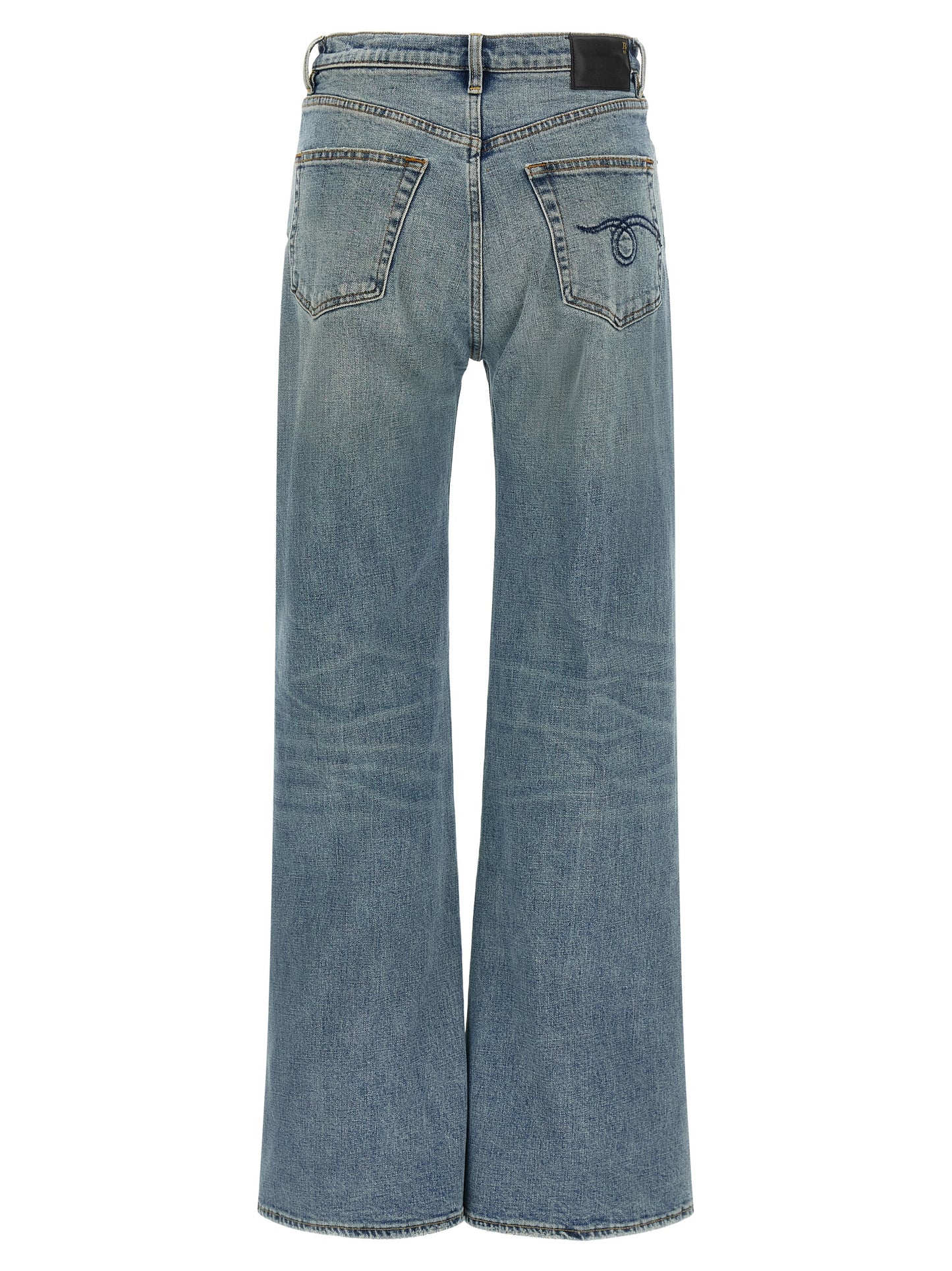Blue Cotton Flared Jeans