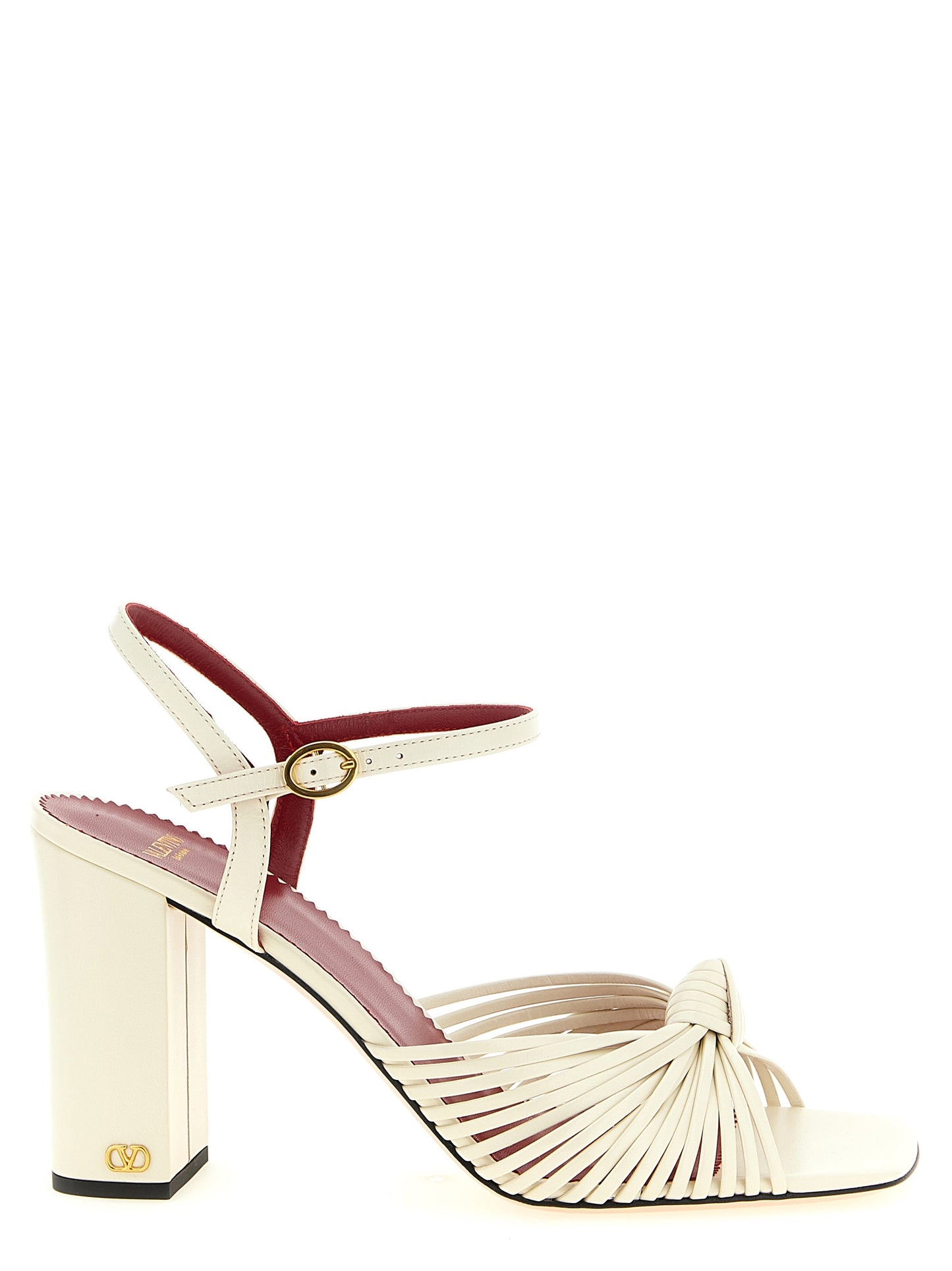 White Goatskin Stiletto Heel Sandals