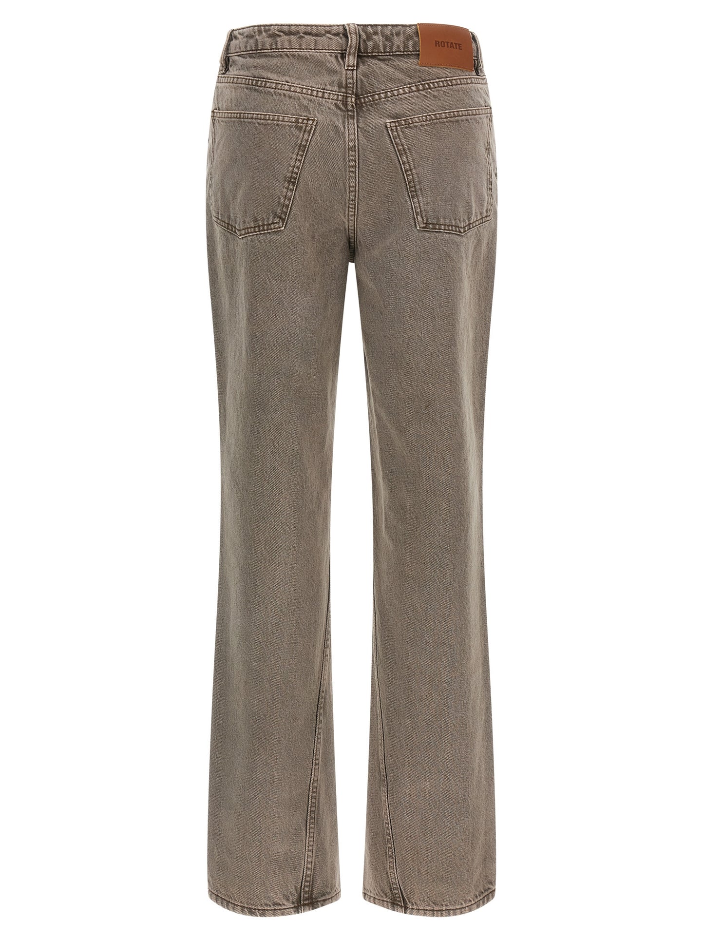 Brown Cotton Straight-Leg Jeans