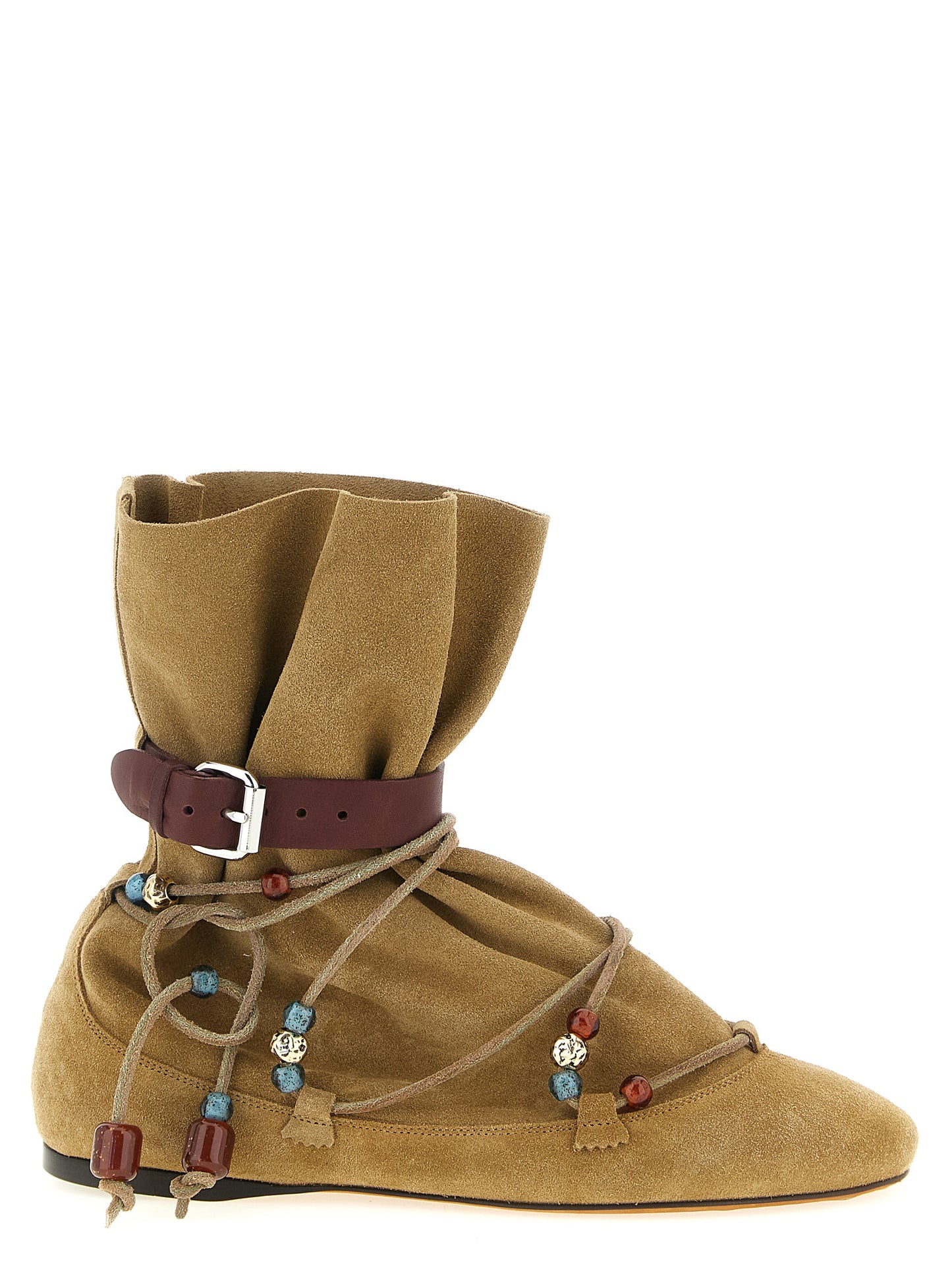 Beige Calfskin Ankle Boots