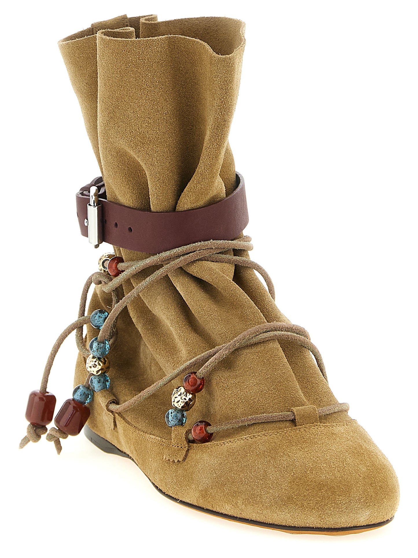 Beige Calfskin Ankle Boots