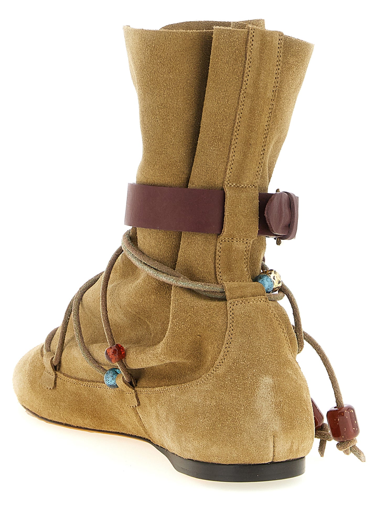 Beige Calfskin Ankle Boots