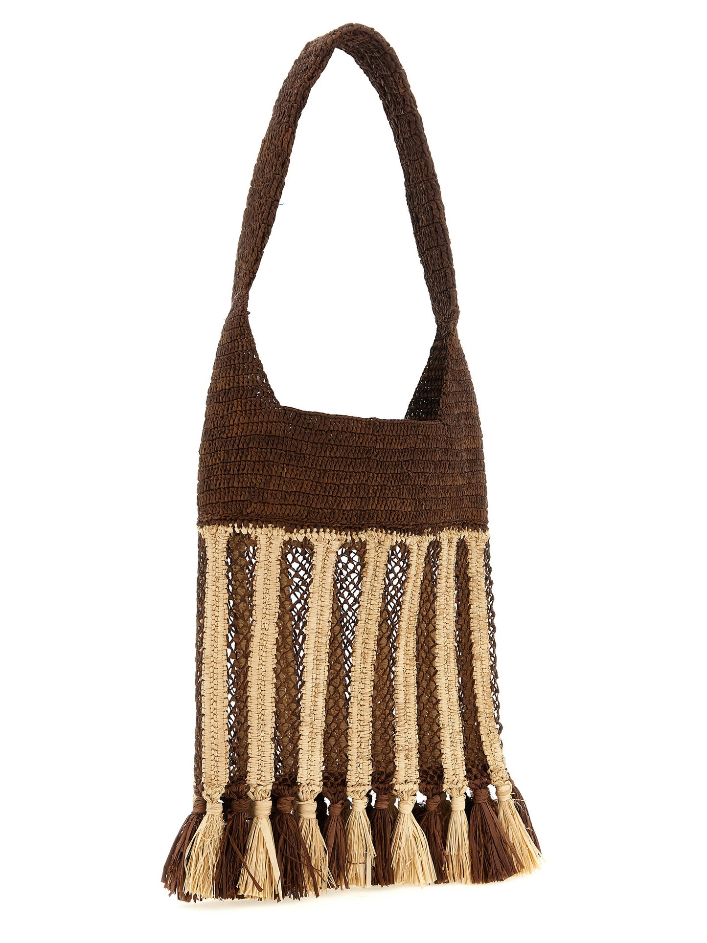 Brown Raffia Shoulder Bag