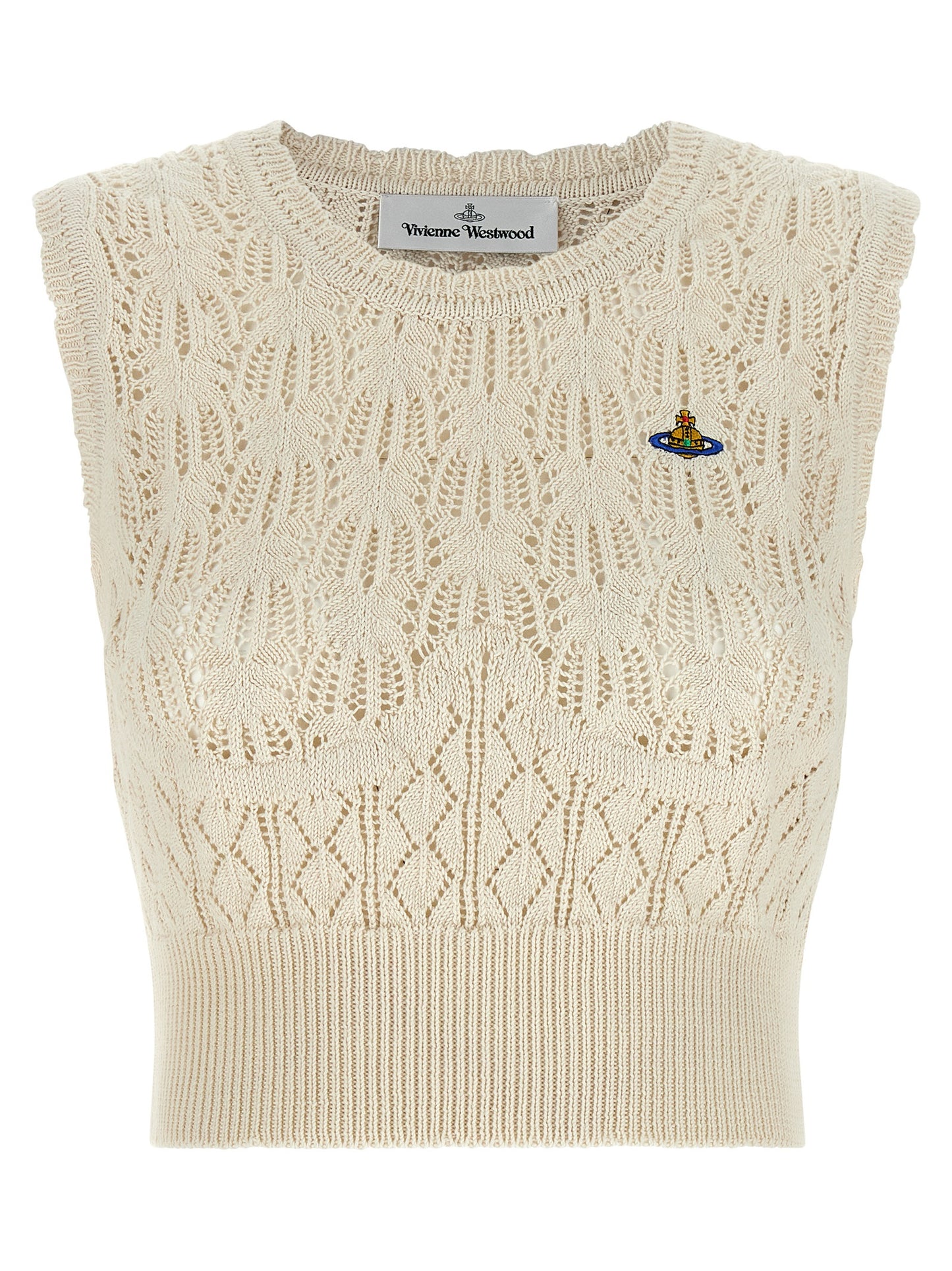 Beige Cotton Sleeveles T-Shirt