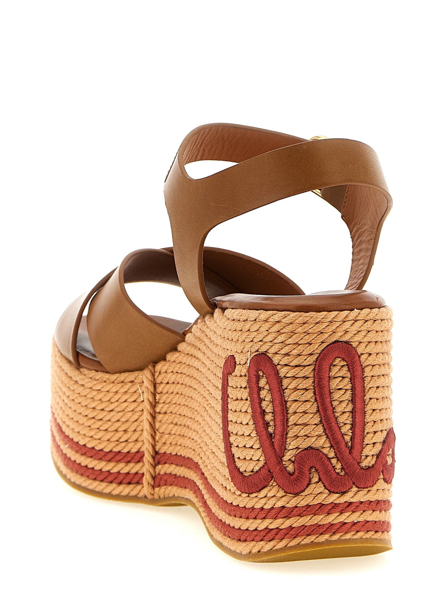 Brown Calfskin Wedge Sandals