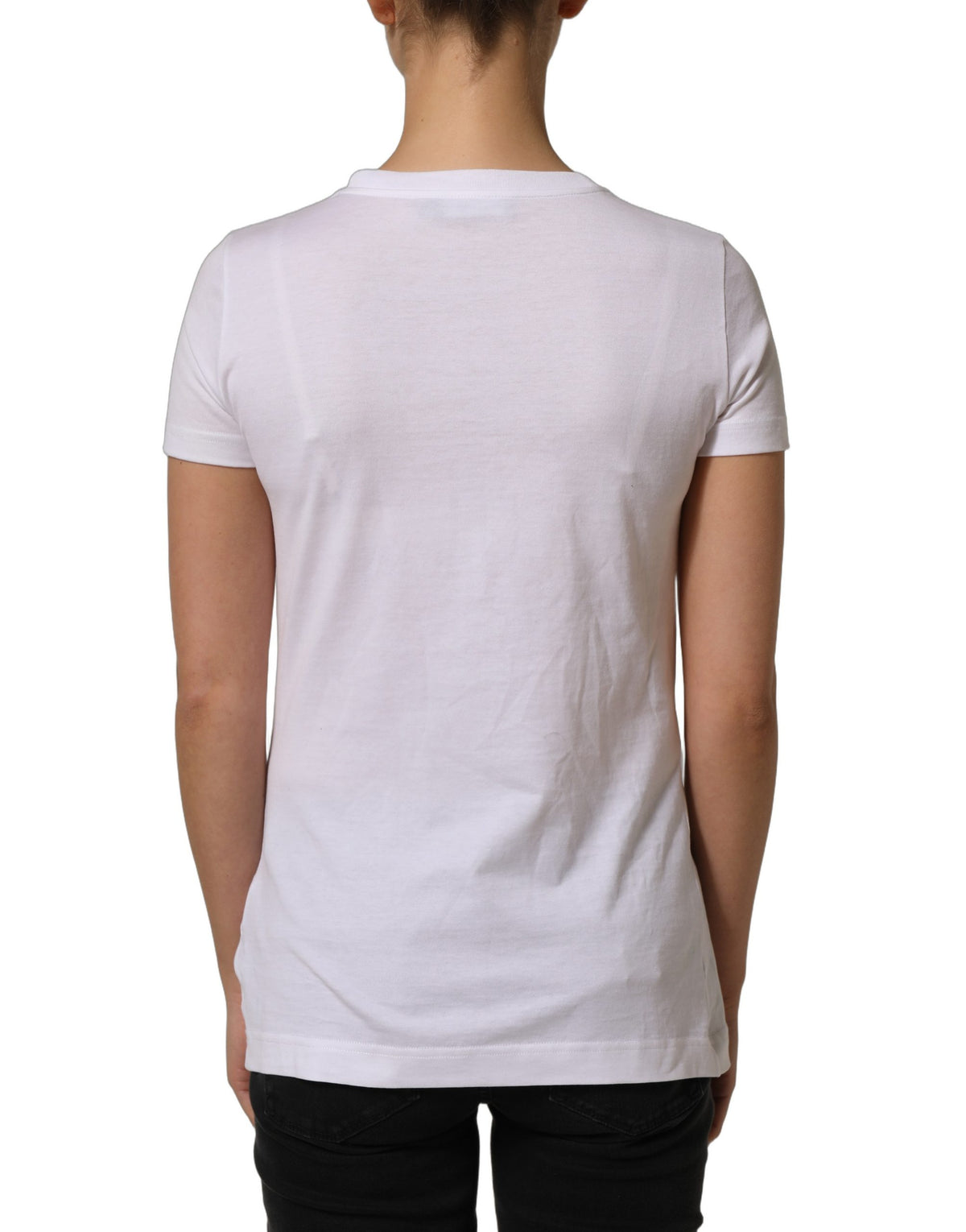 White DG Logo Embellished Round Neck T-shirt
