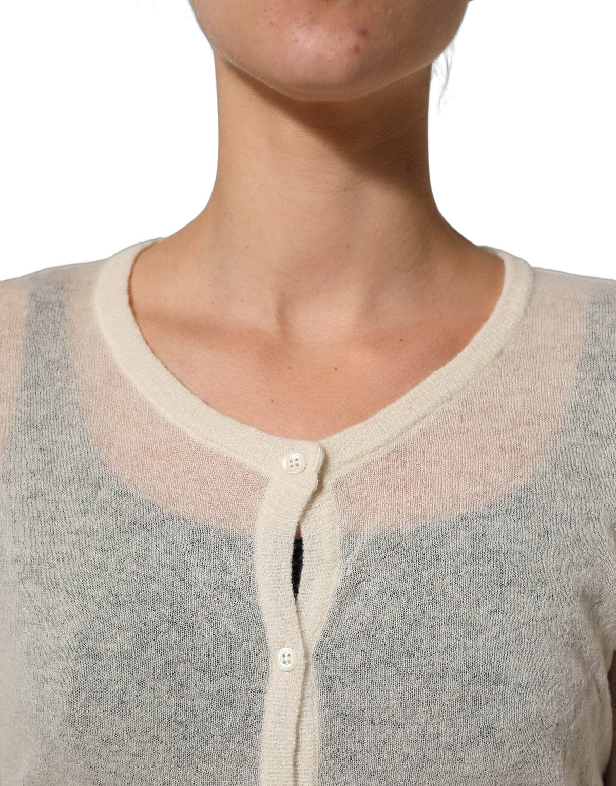 White Knit Cropped Wool Cardigan Sweater