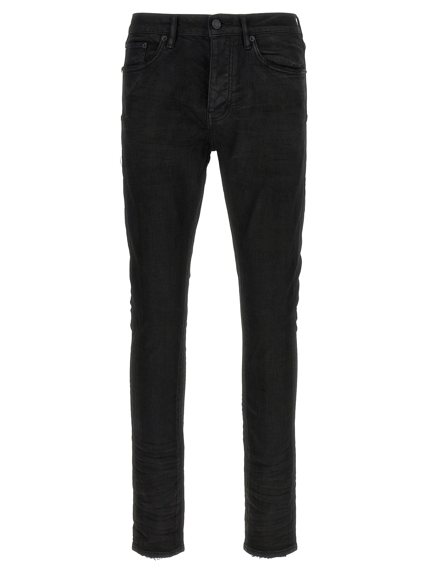 Black Cotton Tapered Jeans