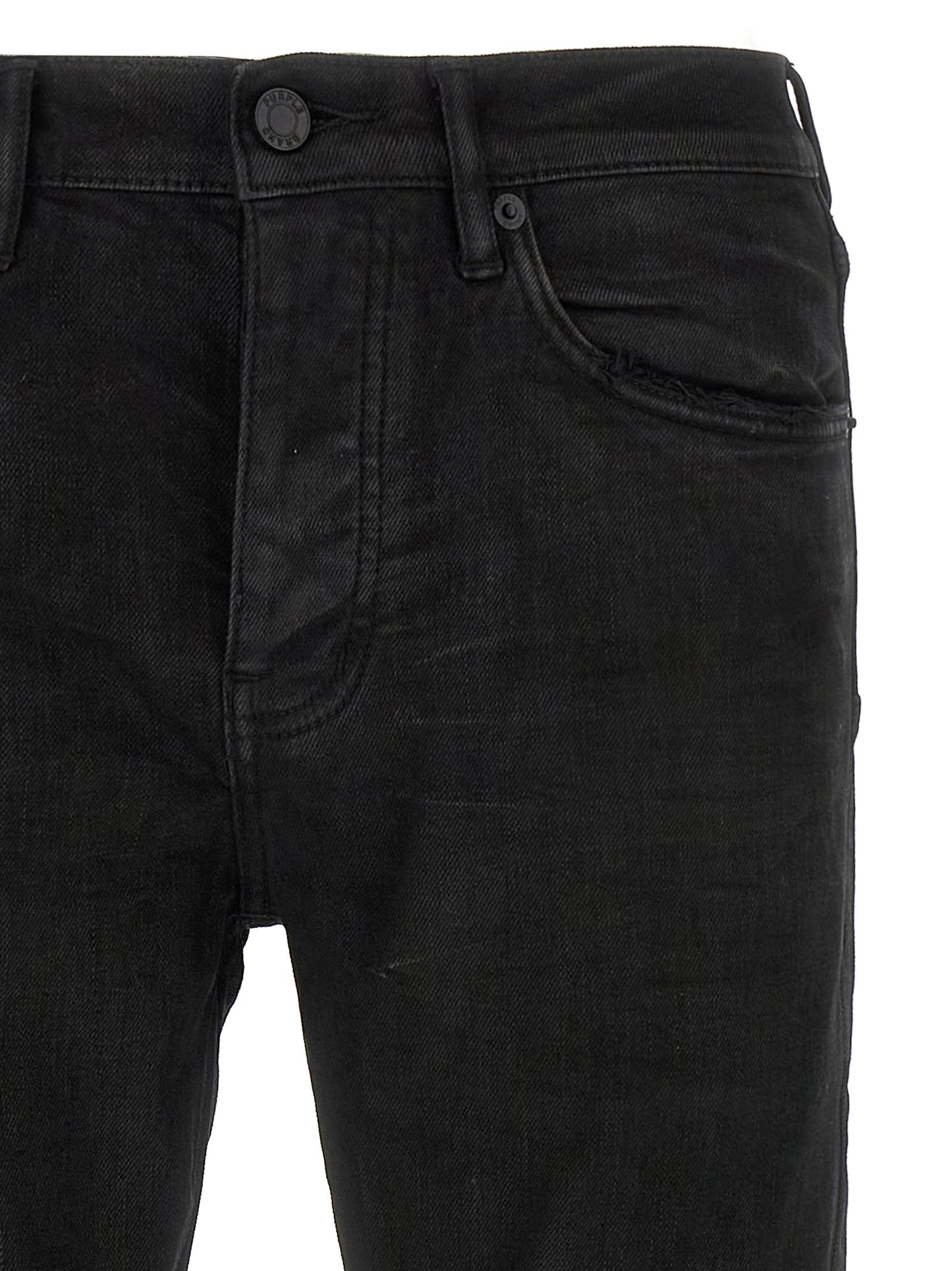 Black Cotton Tapered Jeans