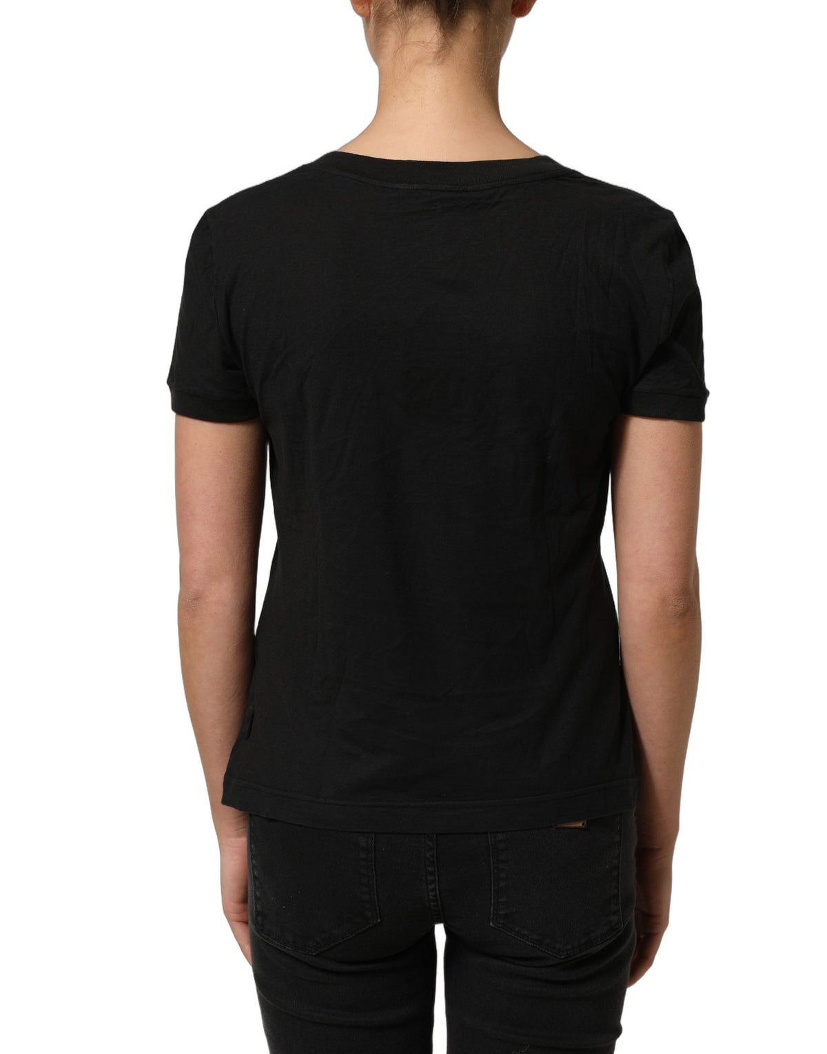 Black DG Logo Cotton Round Neck Tee T-shirt