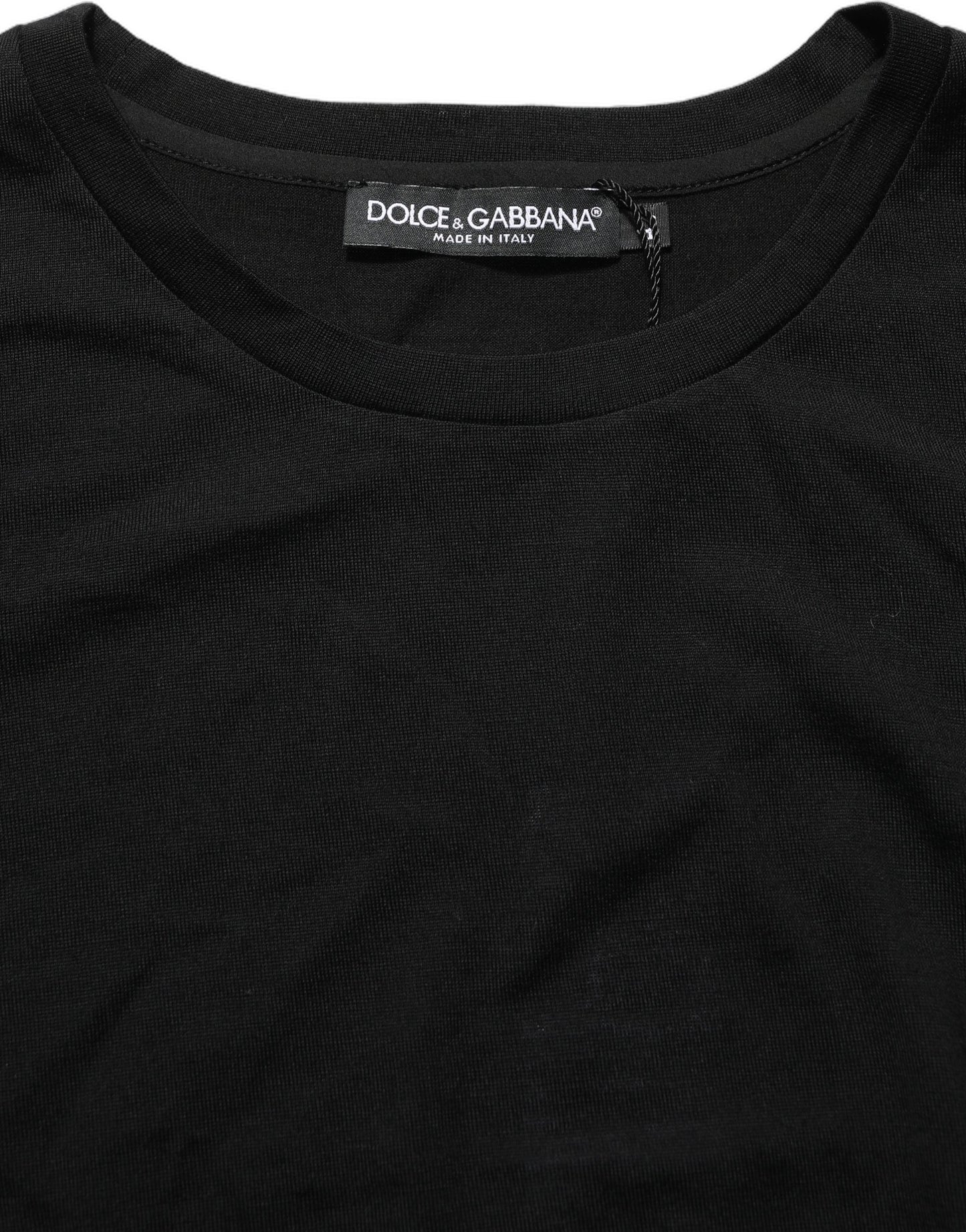 Black Wool Crew Neck Short Sleeves Men T-shirt