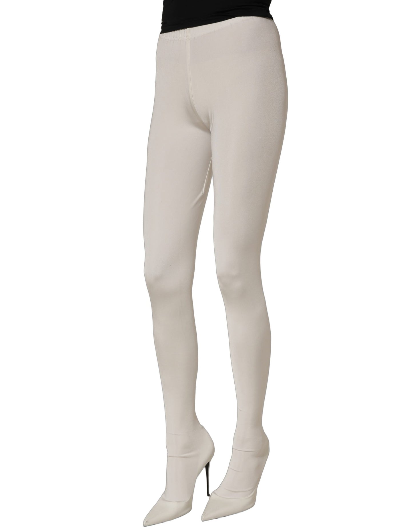 White High Heels Pumps Jersey Tights Shoes