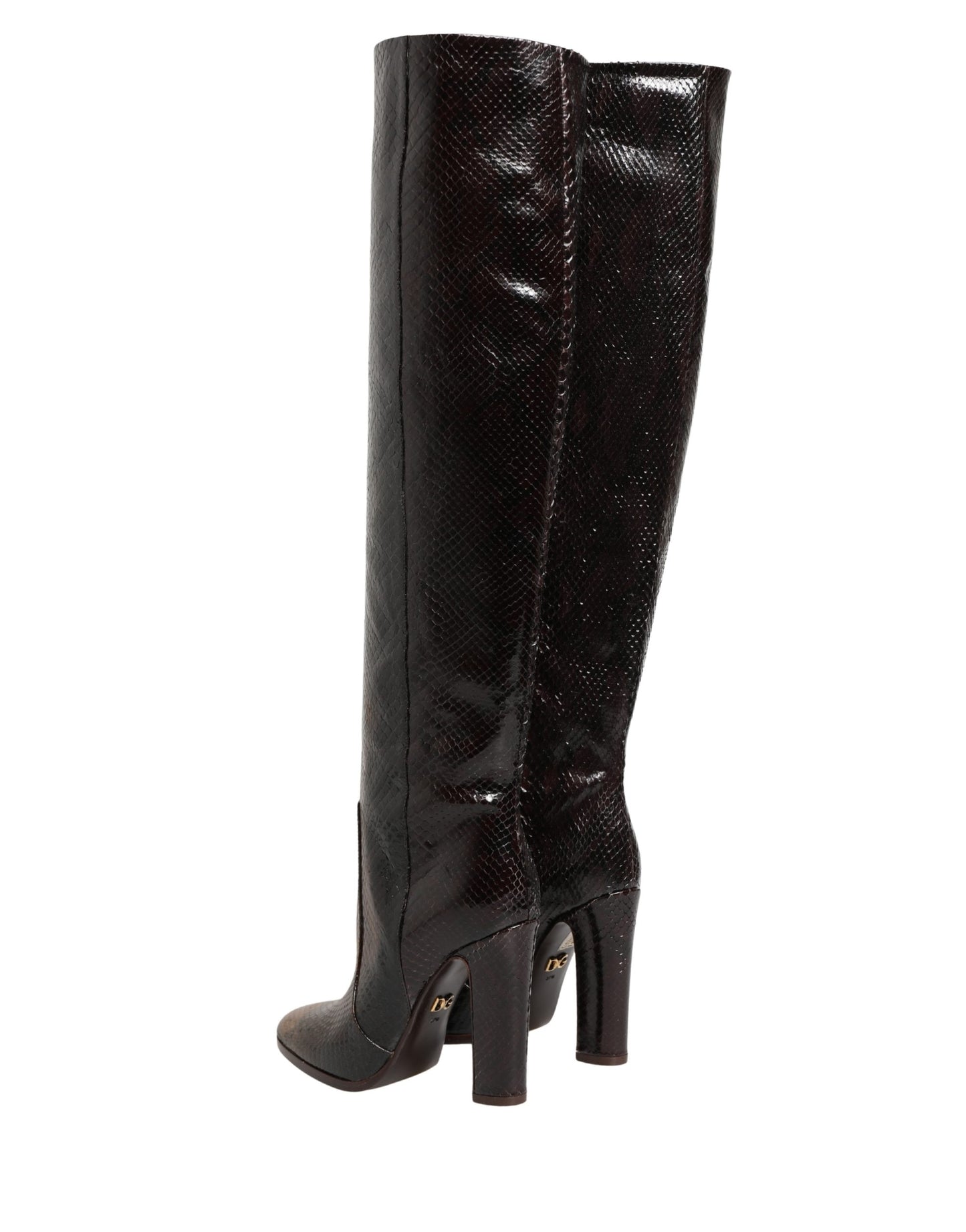 Brown Exotic Leather Knee High Boots Shoes