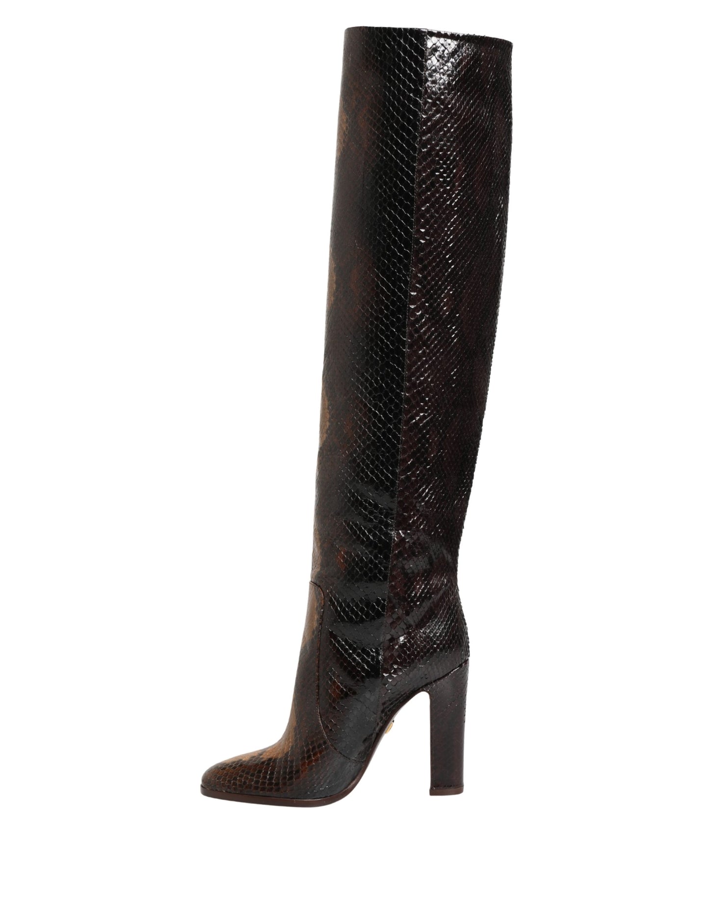 Brown Exotic Leather Knee High Boots Shoes