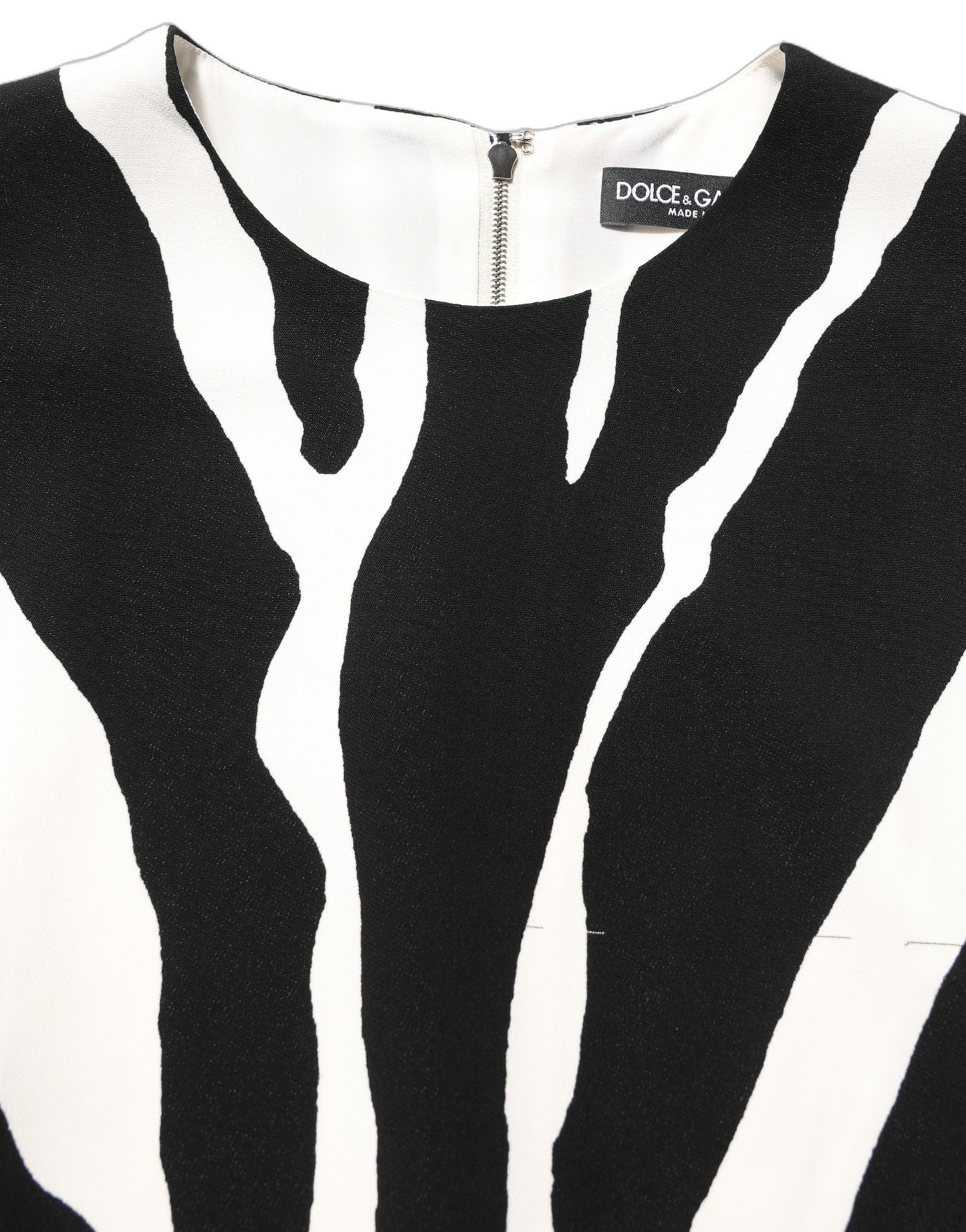Black White Zebra Print Viscose Mini Dress