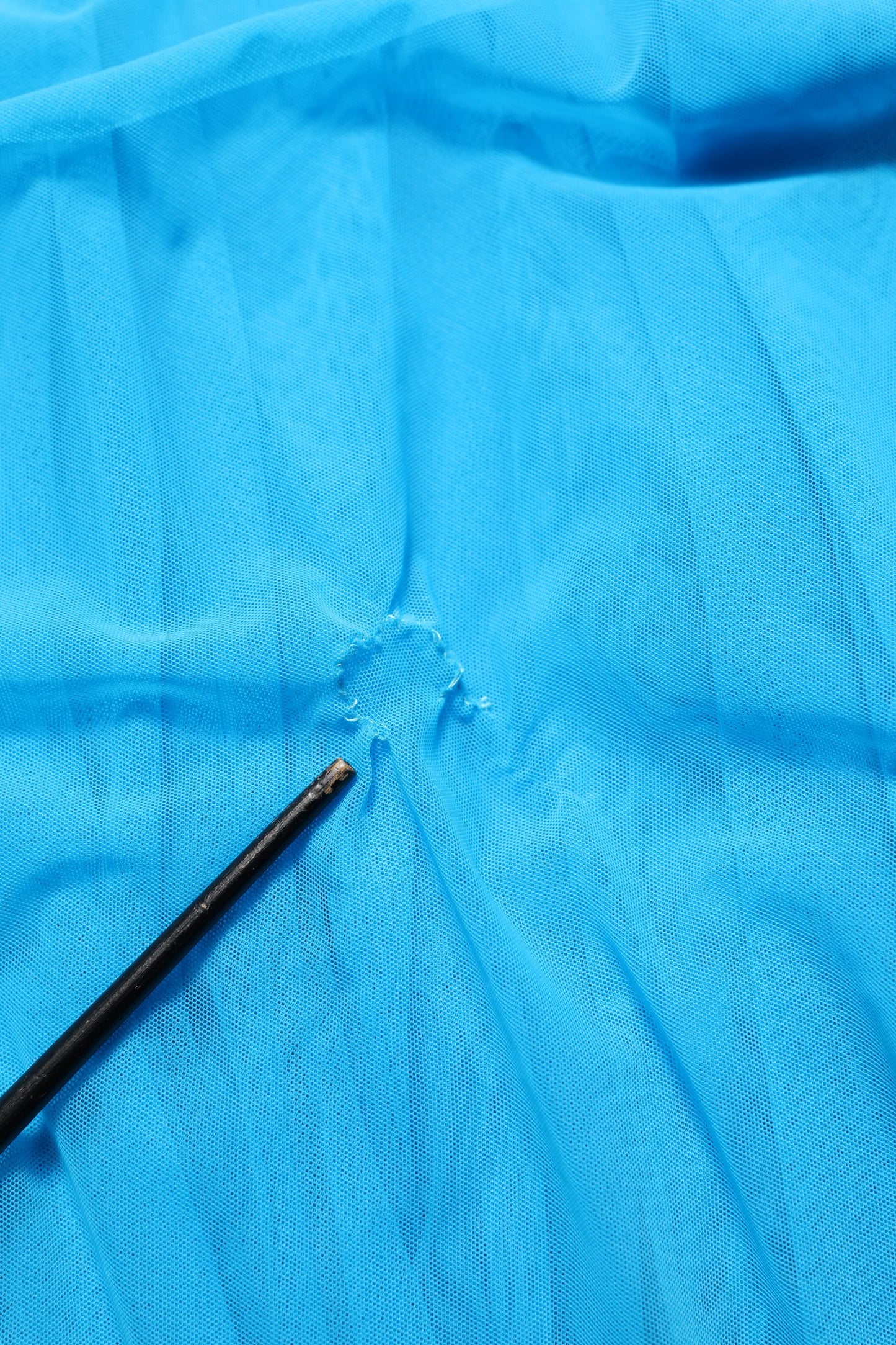 Blue Nylon Pleated Chiffon CutOut Gown Dress