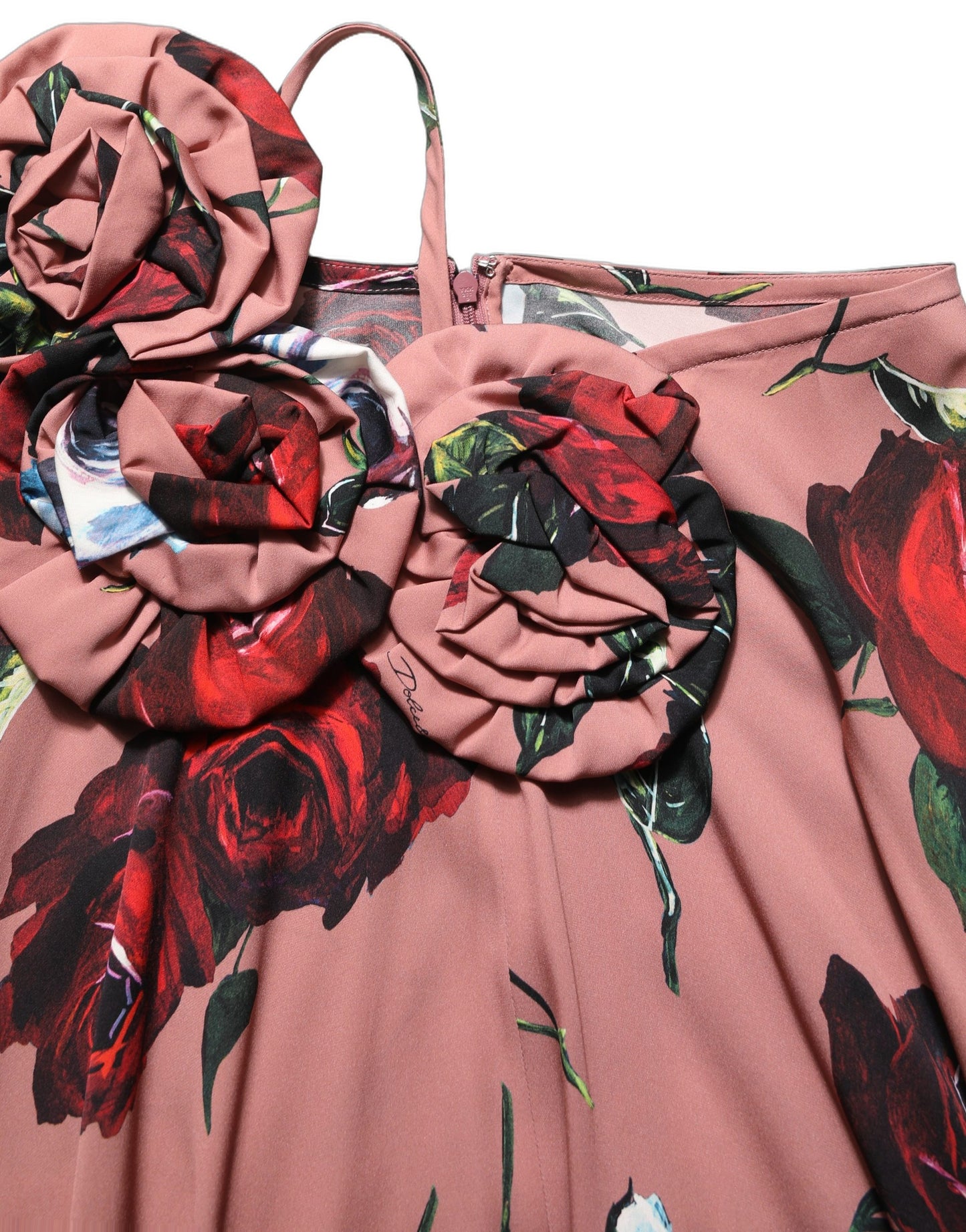 Dusty Pink Silk Floral Strapless Maxi Dress