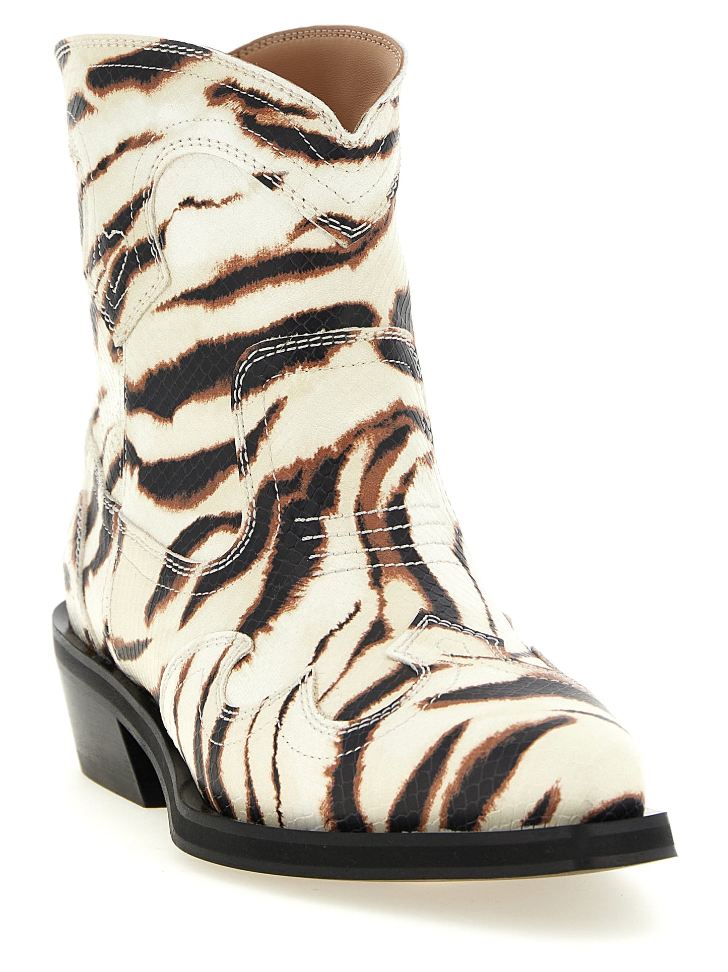 Beige Polyester Chelsea Boots