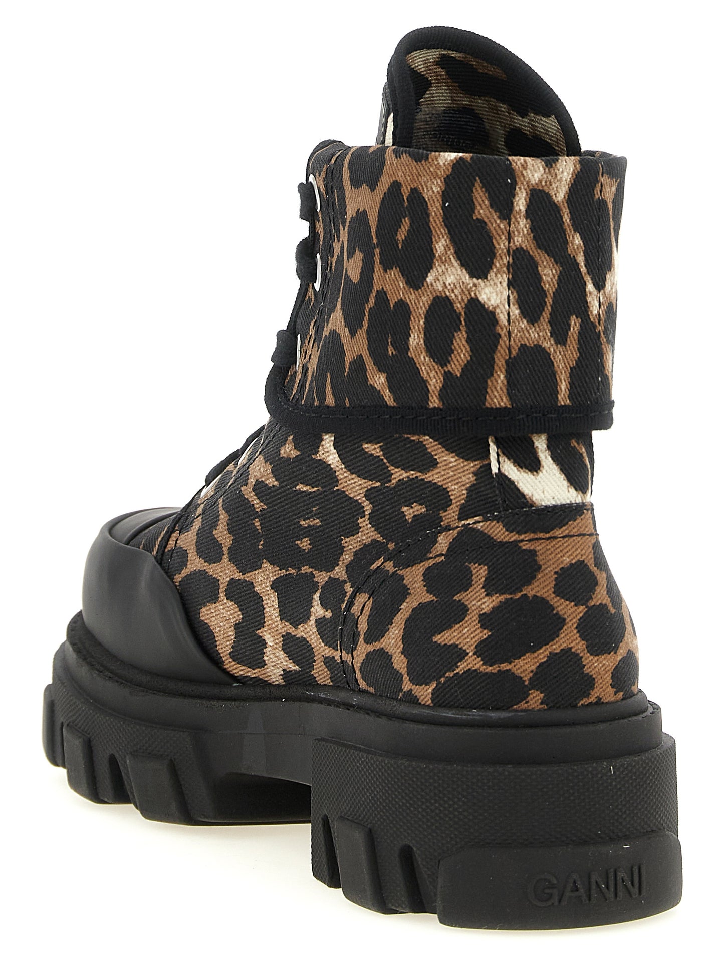 Multicolor Cotton Lace-Up Boots