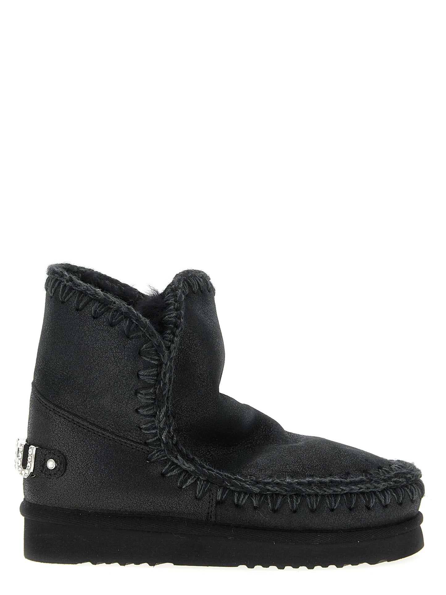 Black Lamb Leather Ankle Boots