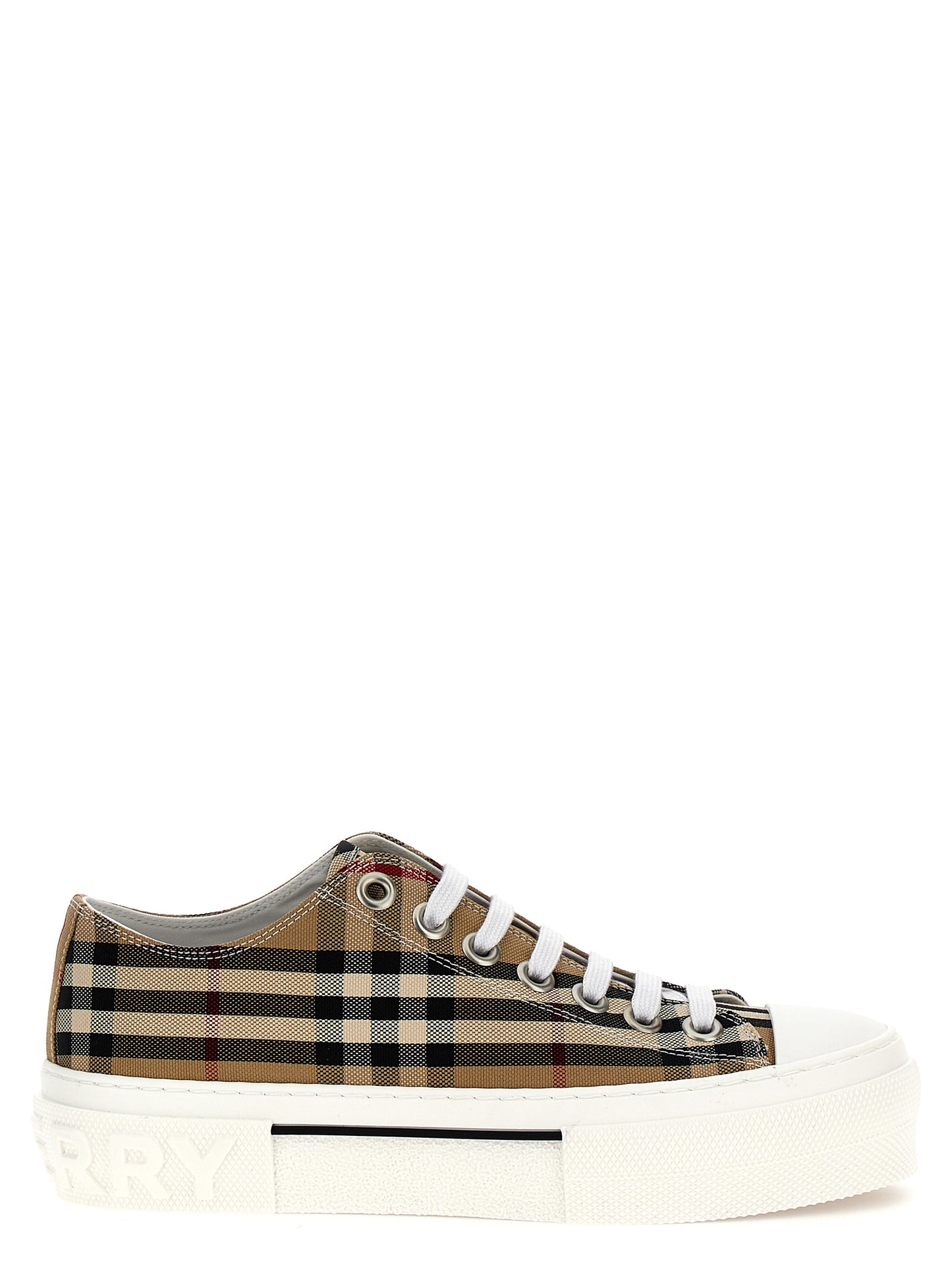 Beige Cotton Low Top Sneakers