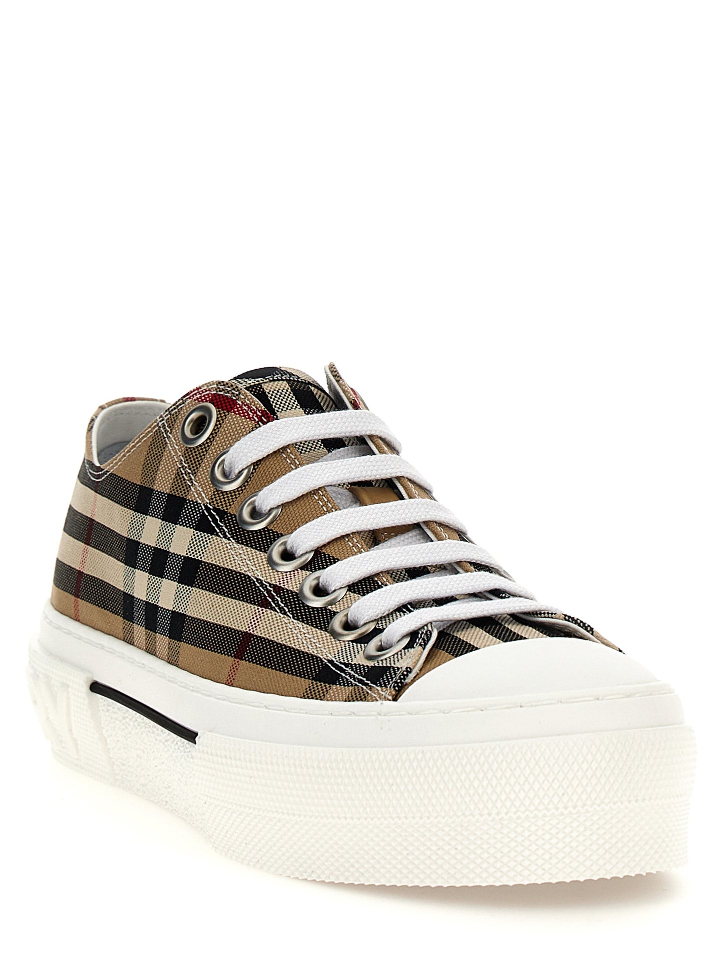 Beige Cotton Low Top Sneakers